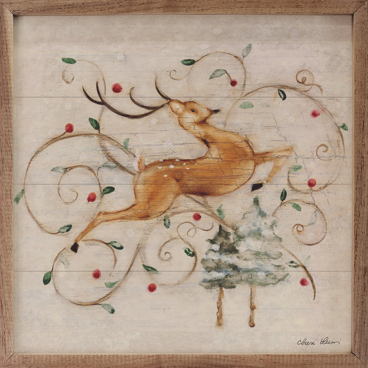 Deer I Lights By Cheri Blum Printed and Framed Wall Sign