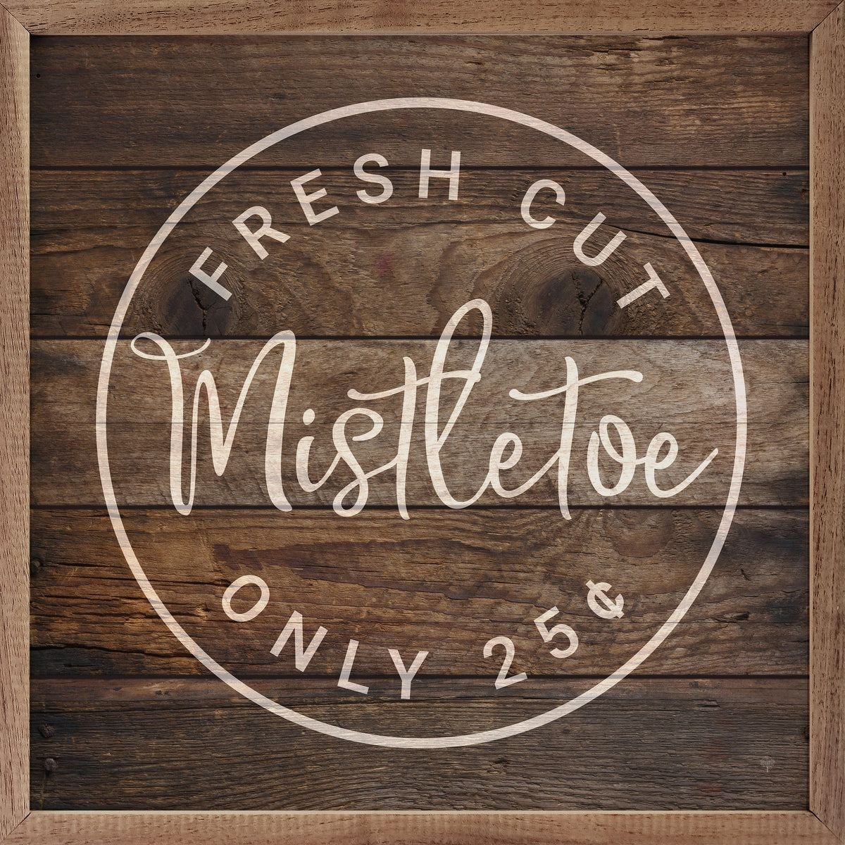 Fresh Cut Mistletoe Brown Printed and Framed Wall Sign