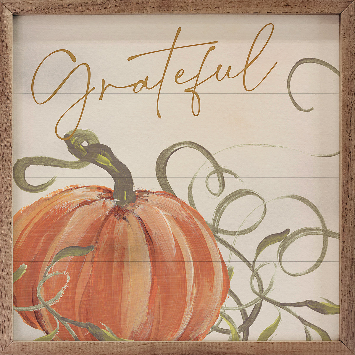 Grateful Pumpkins By Nina Blue Printed and Framed Wall Sign