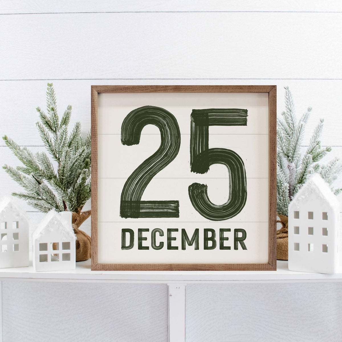 Green December 25th White Printed and Framed Wall Sign