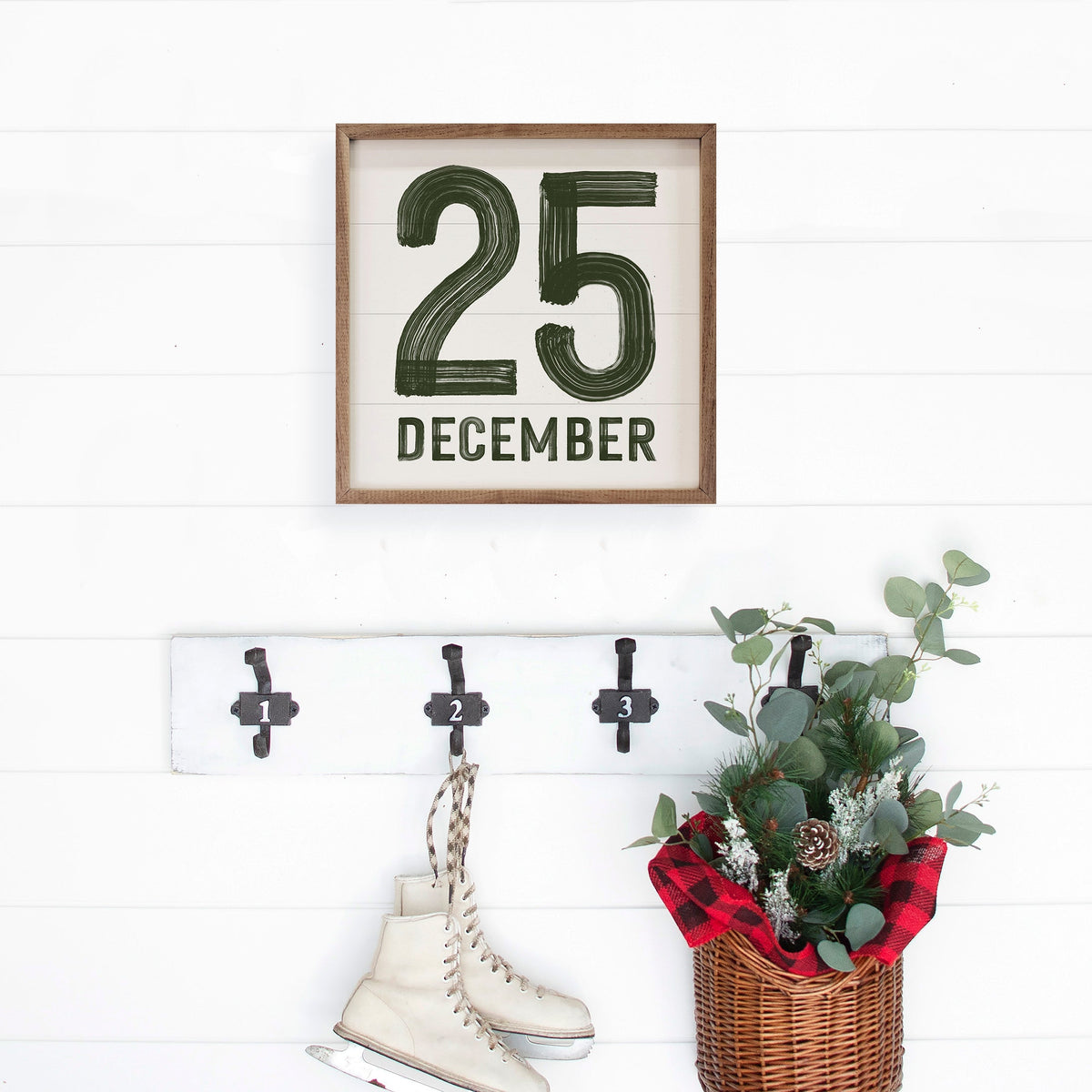 Green December 25th White Printed and Framed Wall Sign