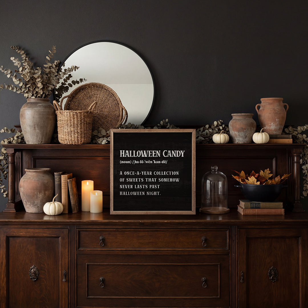 Halloween Candy Definition Printed and Framed Wall Sign