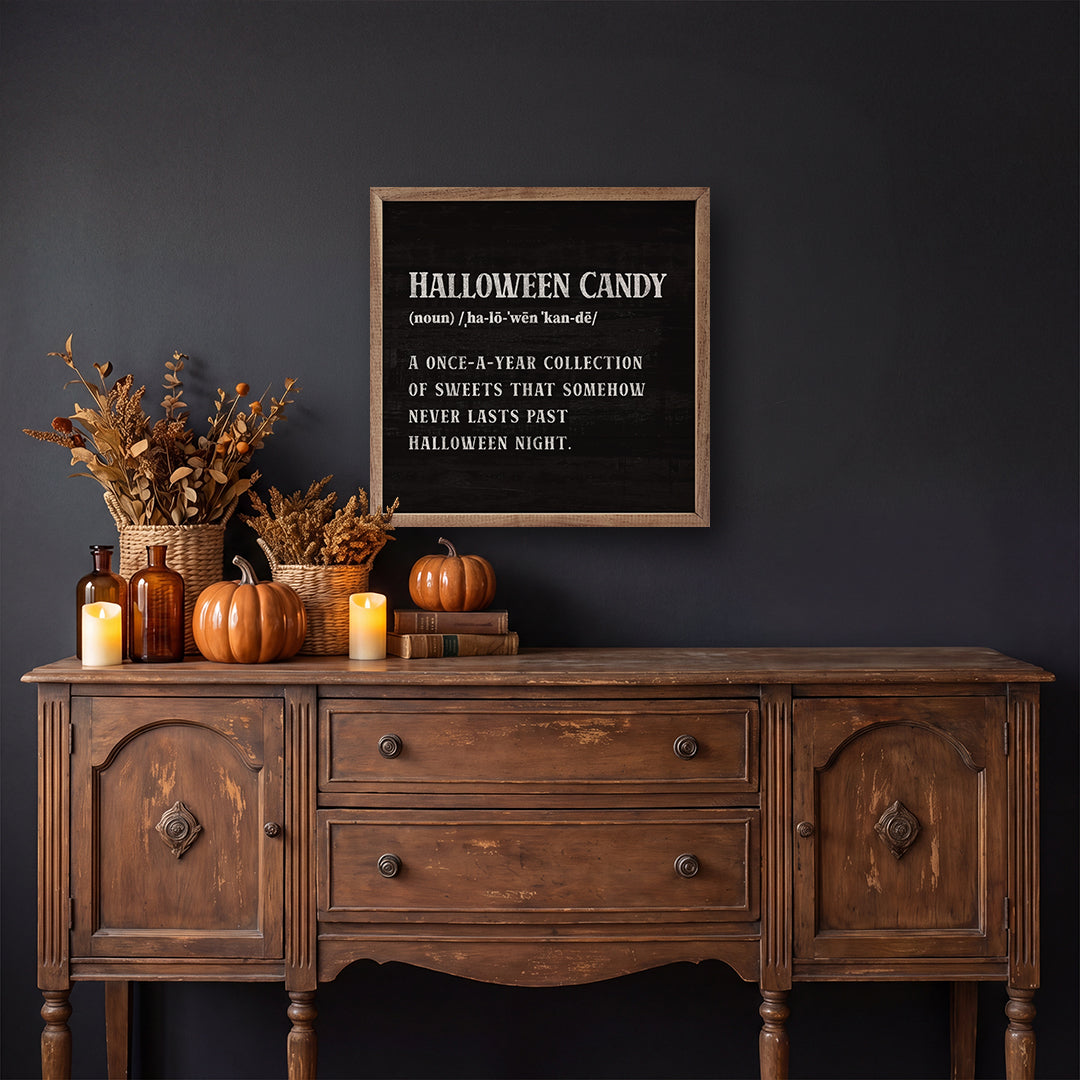 Halloween Candy Definition Printed and Framed Wall Sign