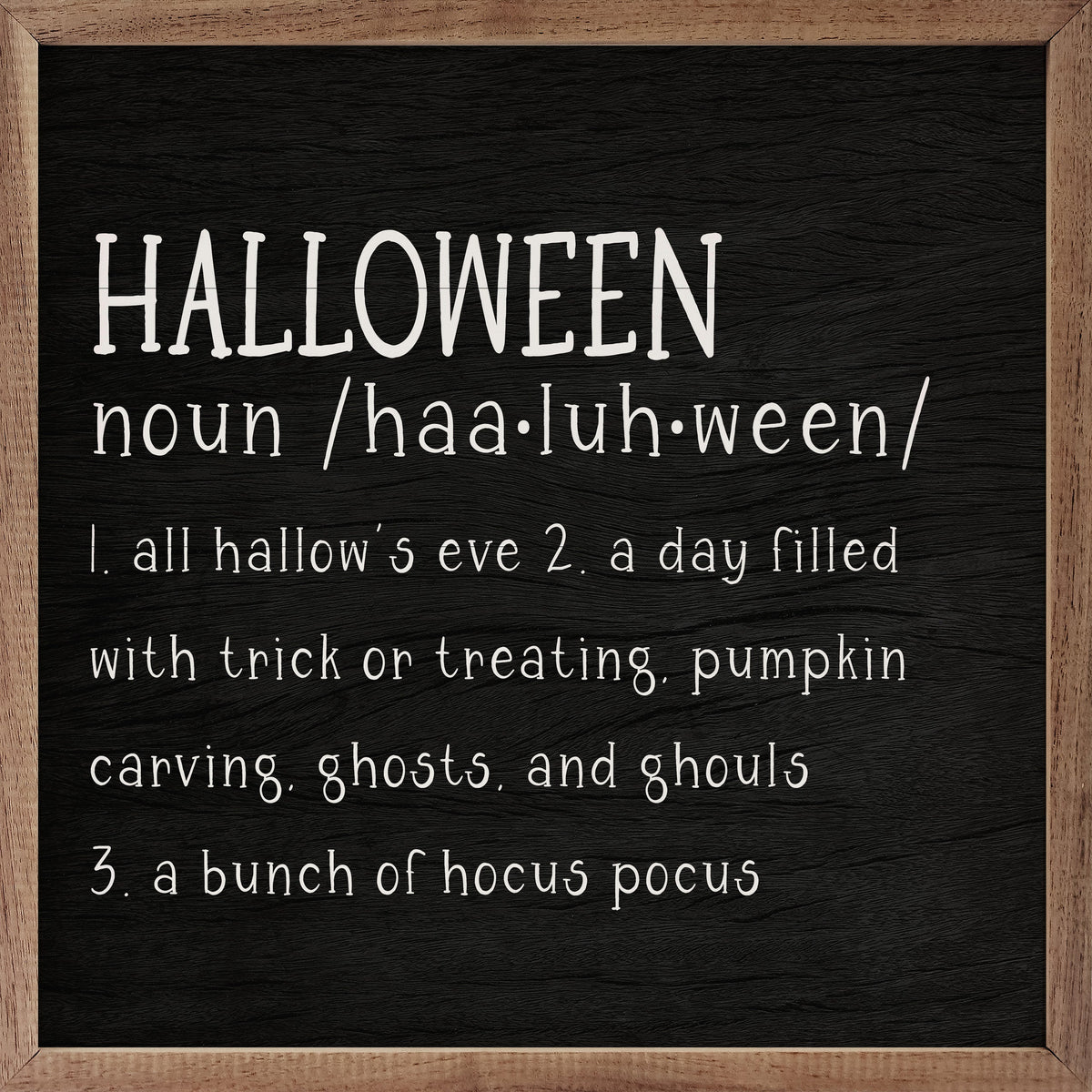 Halloween Definition Black Printed and Framed Wall Sign