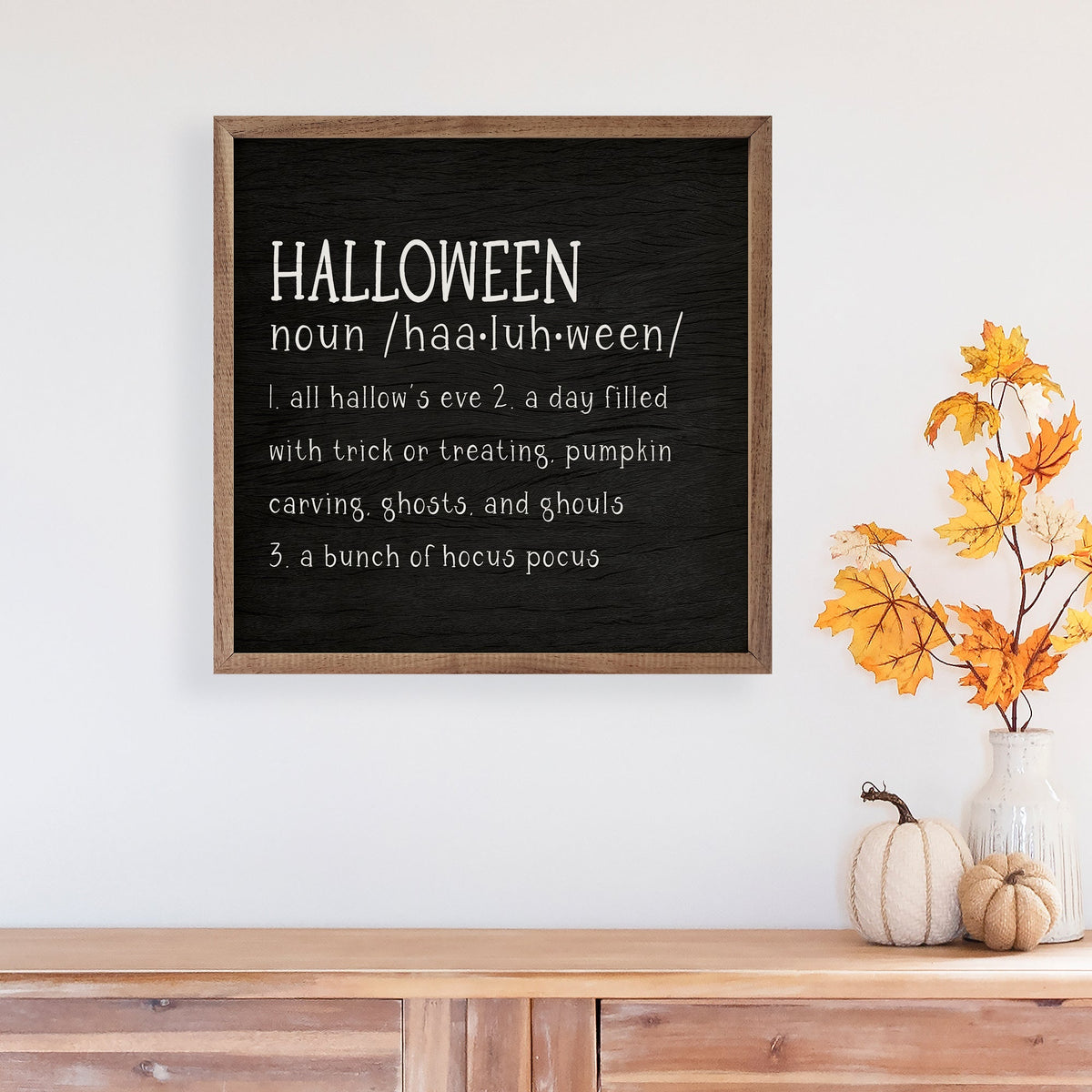 Halloween Definition Black Printed and Framed Wall Sign