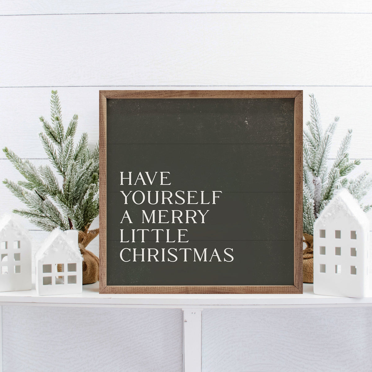 Have Yourself A Merry Little Christmas Green Printed and Framed Wall Sign