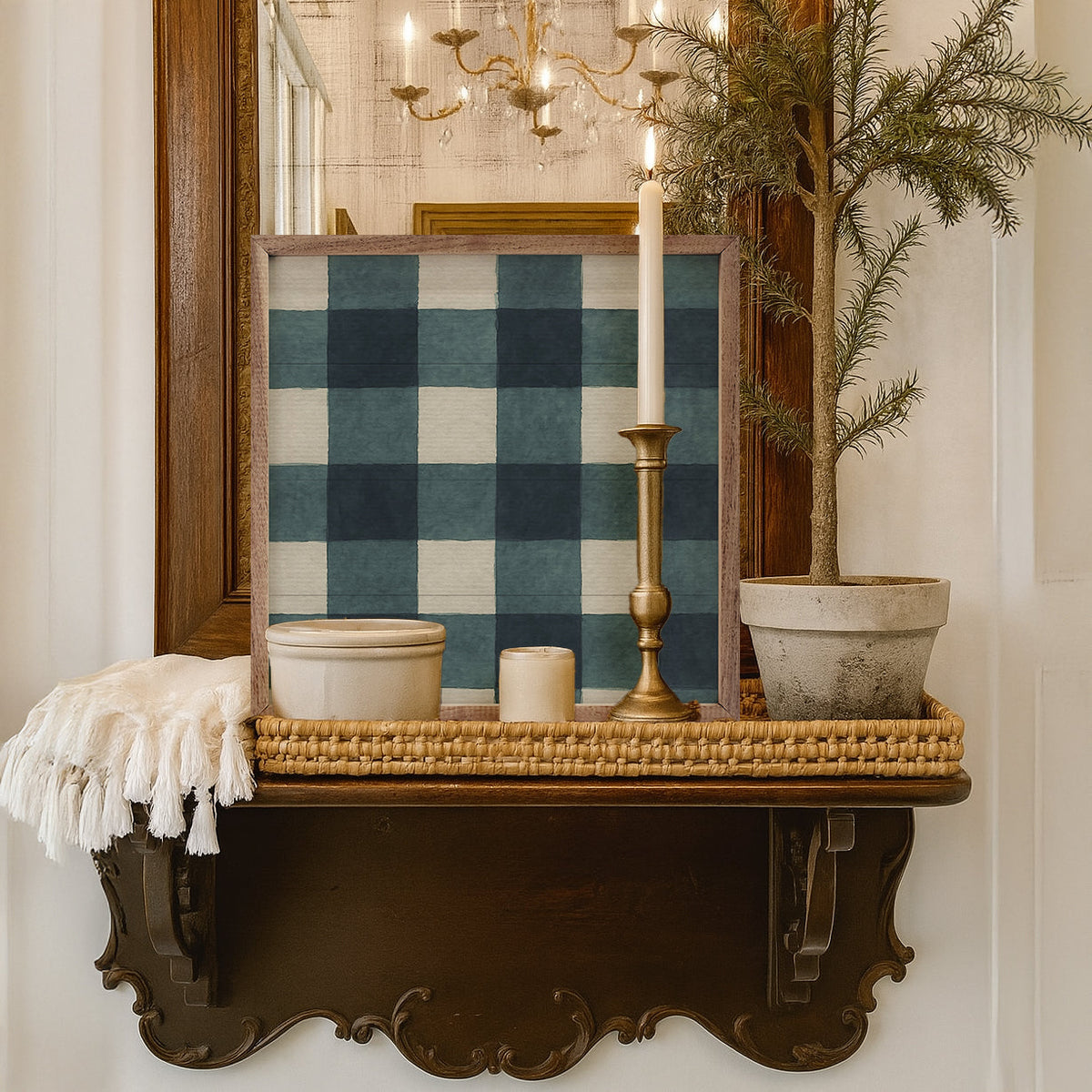 Holiday Plaid Printed and Framed Wall Sign