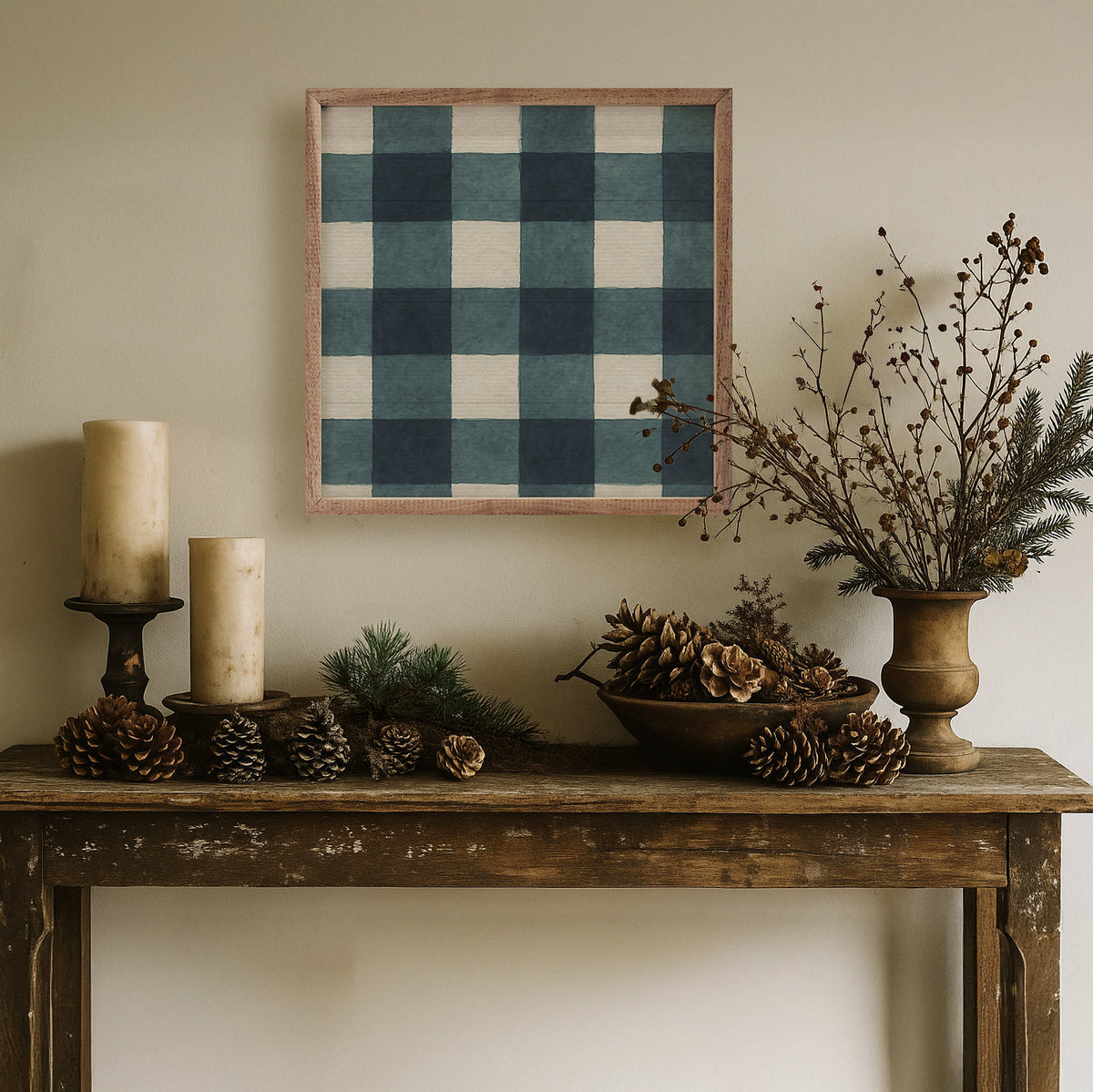 Holiday Plaid Printed and Framed Wall Sign