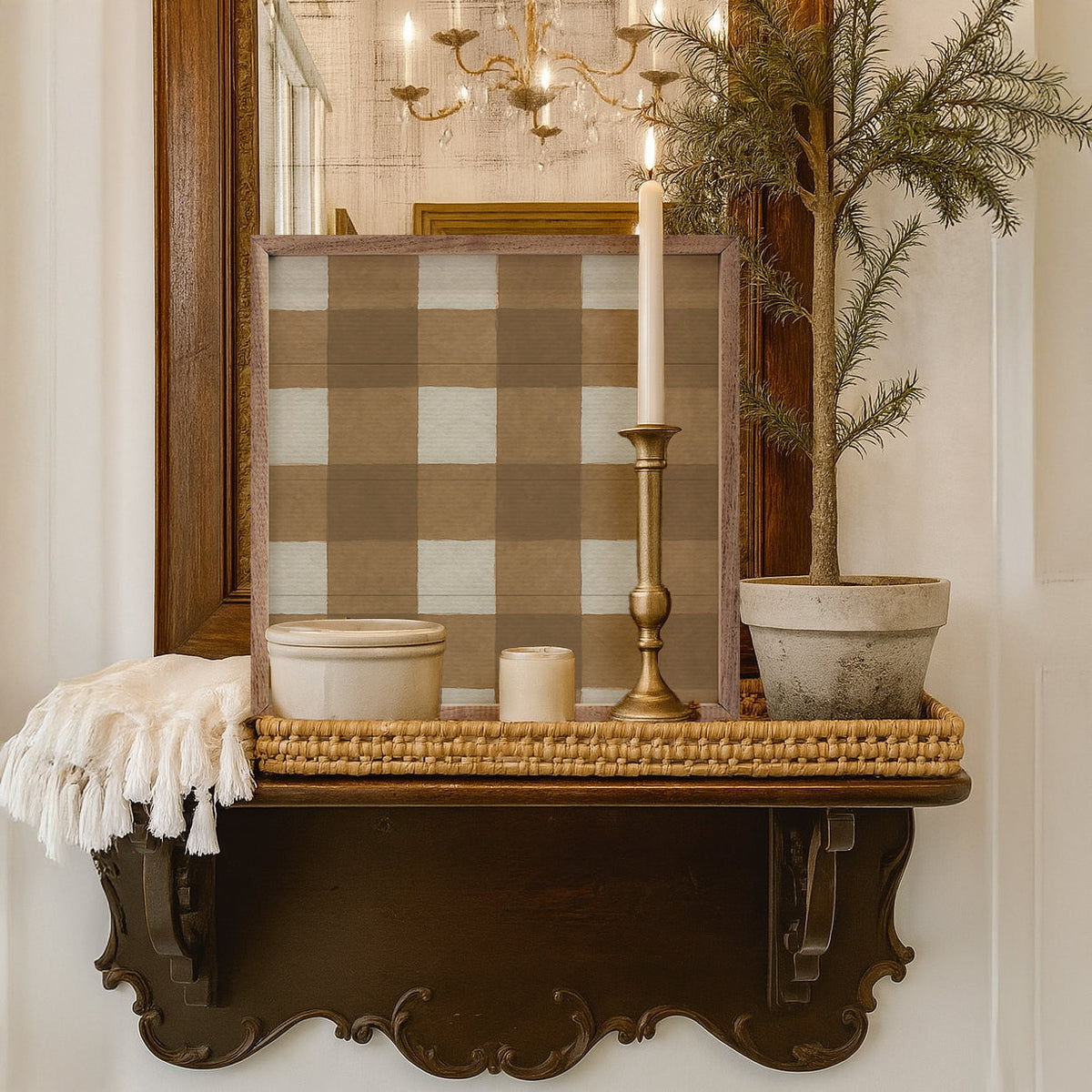 Holiday Plaid Printed and Framed Wall Sign