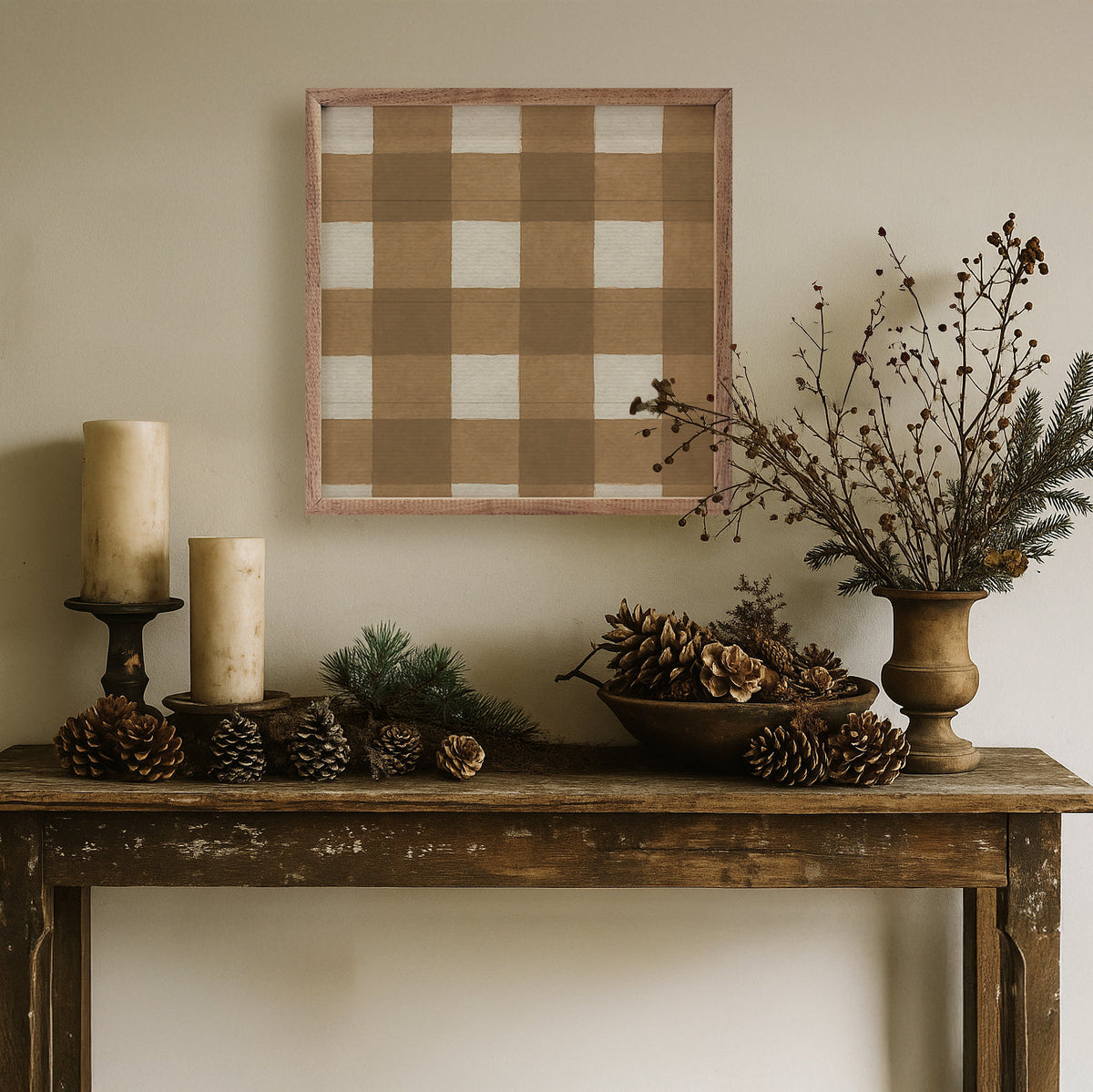 Holiday Plaid Printed and Framed Wall Sign