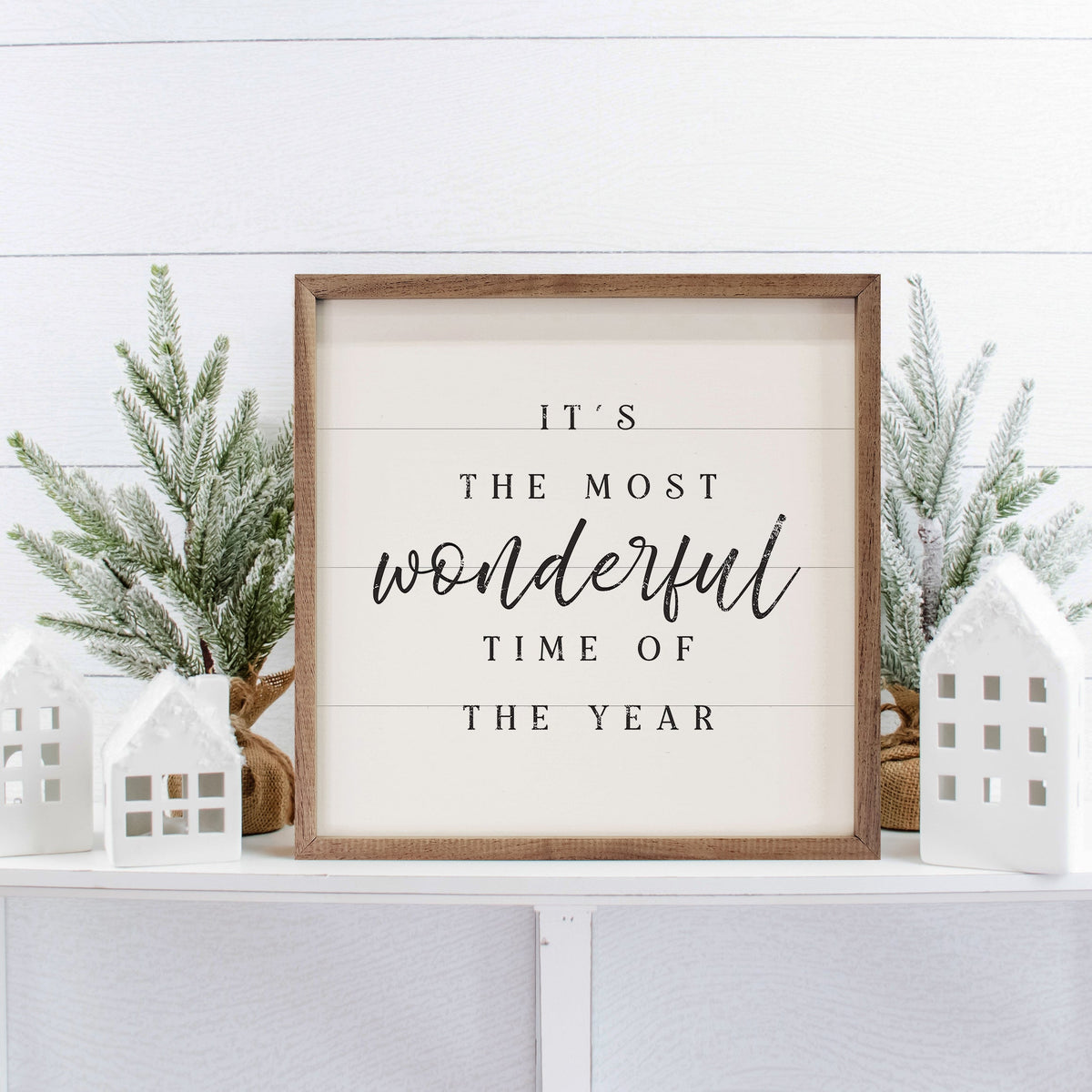 It's The Most Wonderful Time Of The Year White Printed and Framed Wall Sign