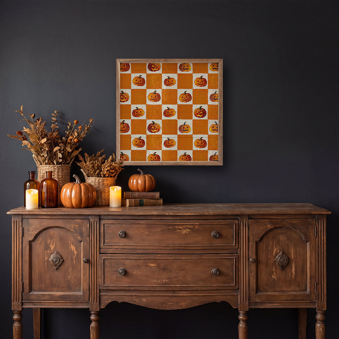 Jack O Lantern Check Printed and Framed Wall Sign
