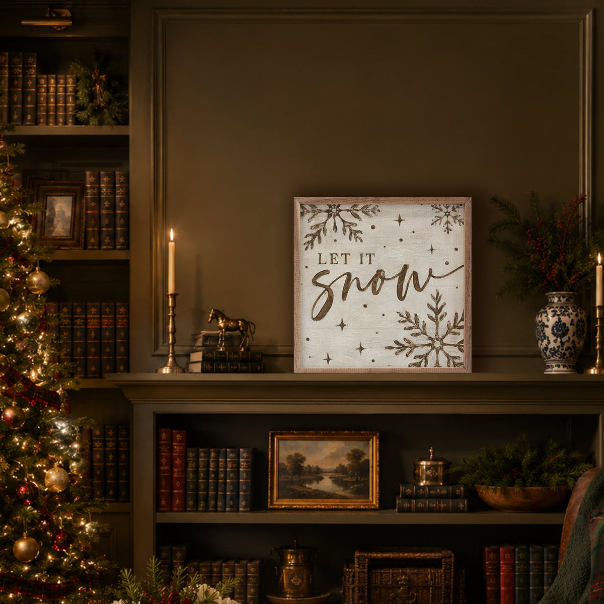 Let It Snow Printed and Framed Wall Sign