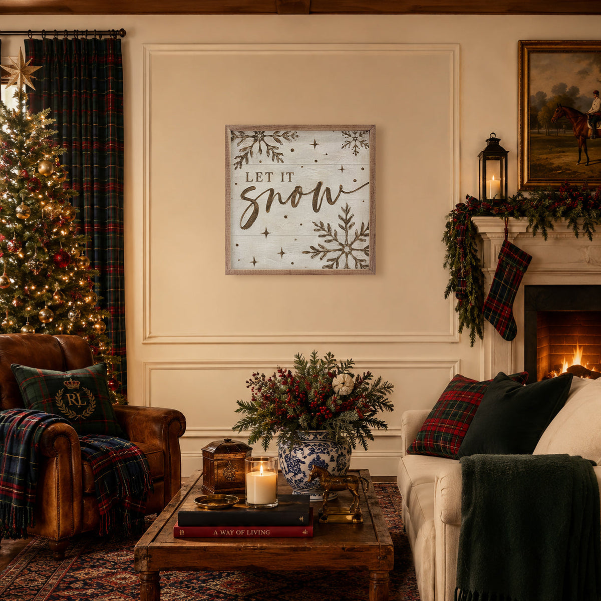 Let It Snow Printed and Framed Wall Sign