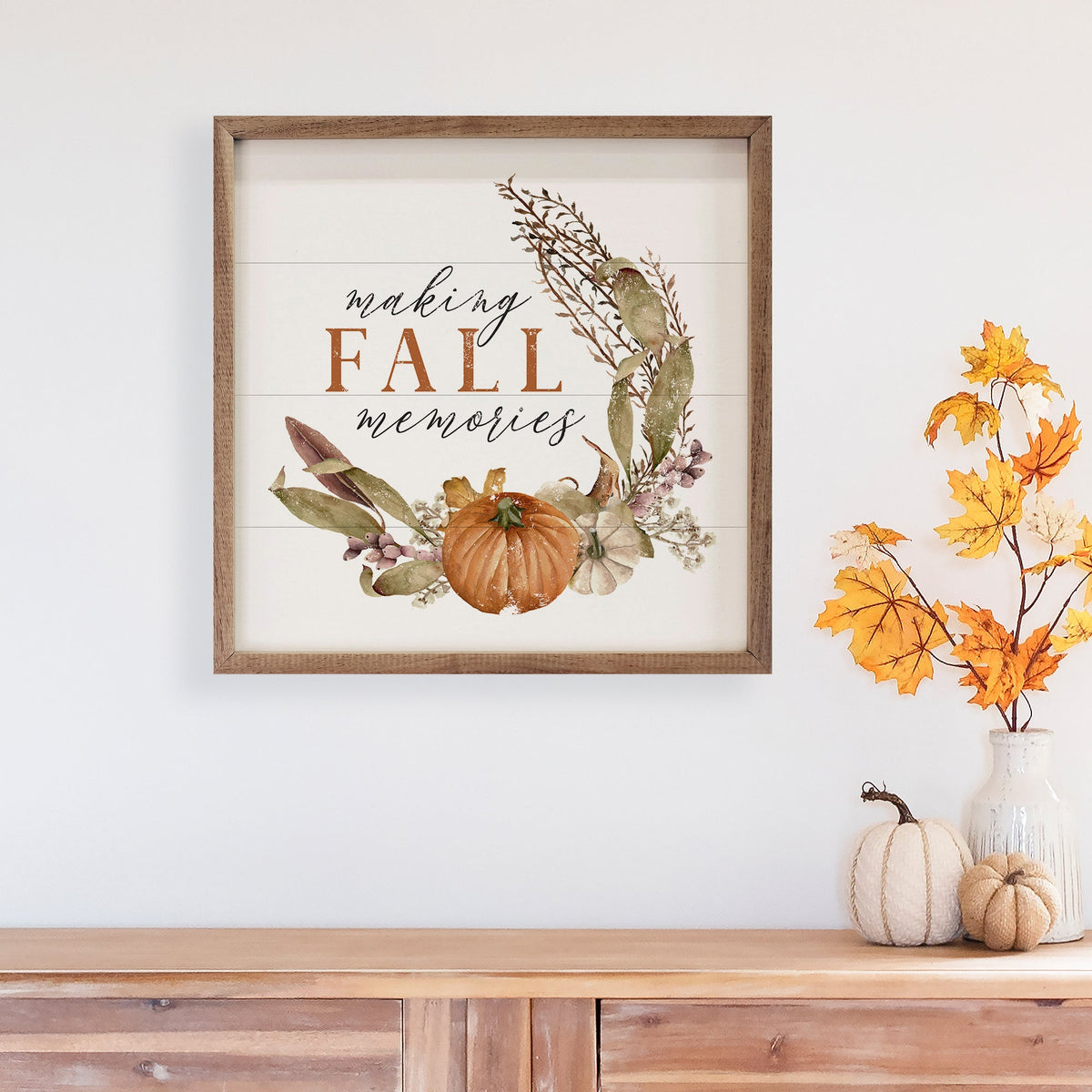 Making Fall Memories Pumpkins White Printed and Framed Wall Sign