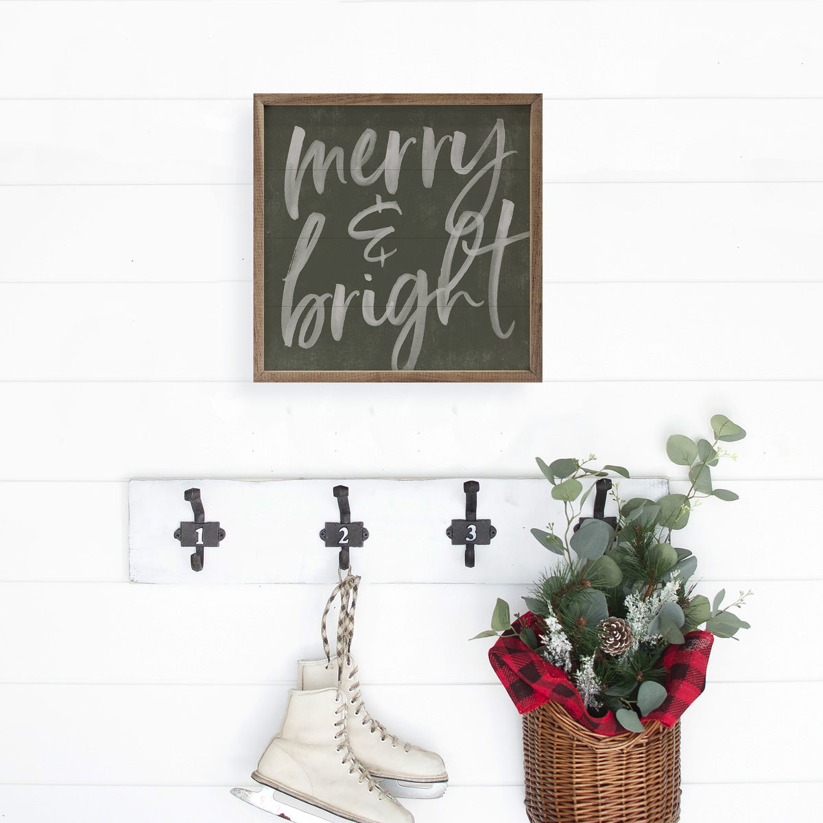 Merry And Bright Chalk Printed and Framed Wall Sign
