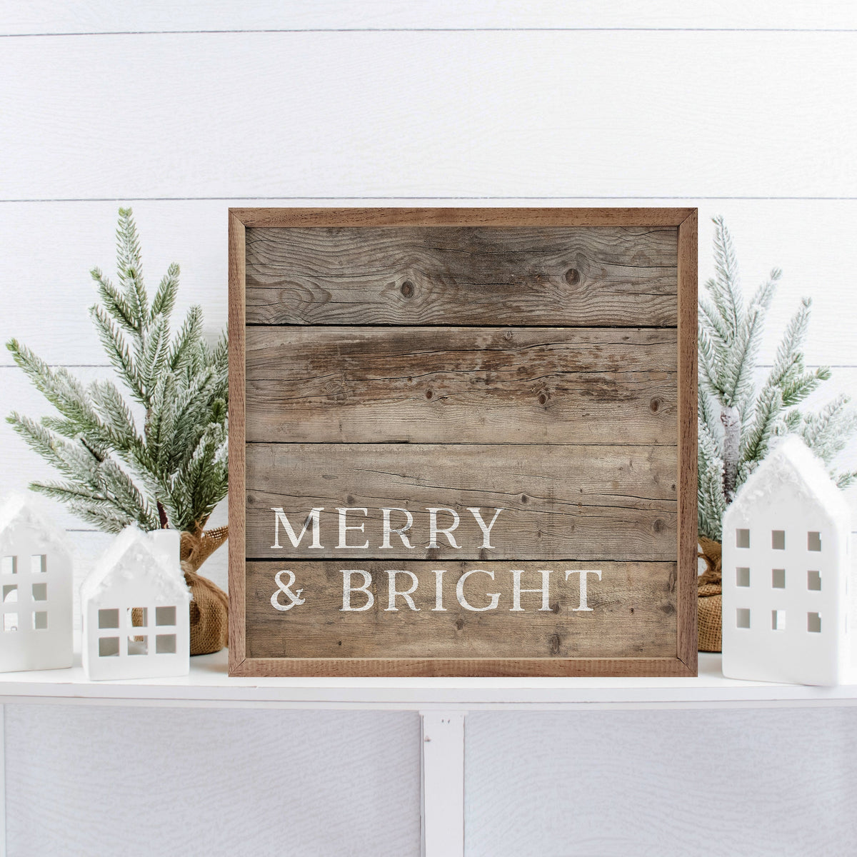 Merry And Bright Wood Printed and Framed Wall Sign