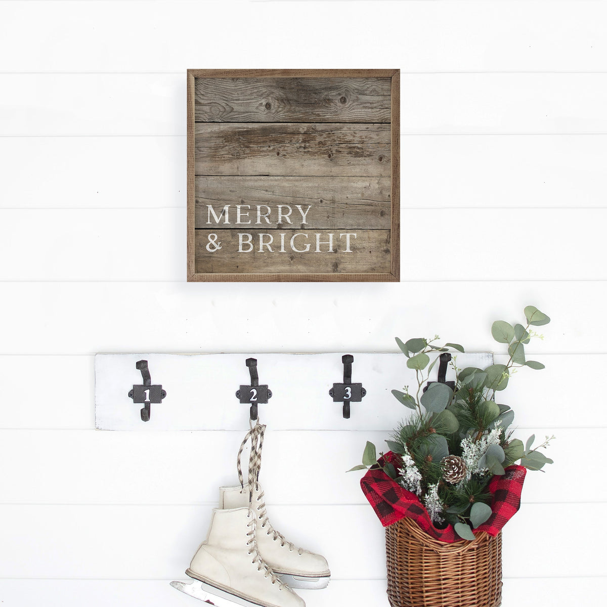 Merry And Bright Wood Printed and Framed Wall Sign