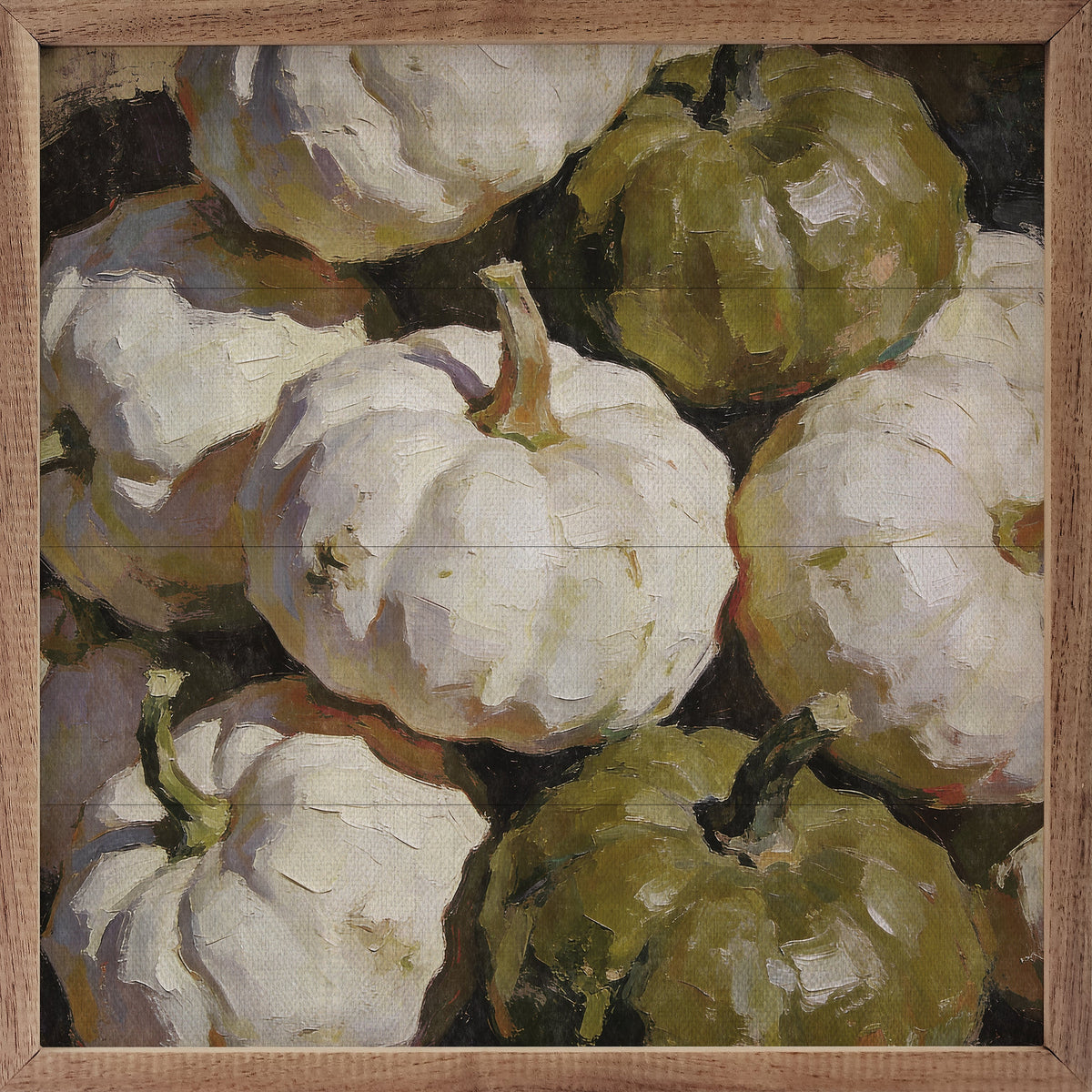Muted Green Harvest Pumpkins Printed and Framed Wall Sign