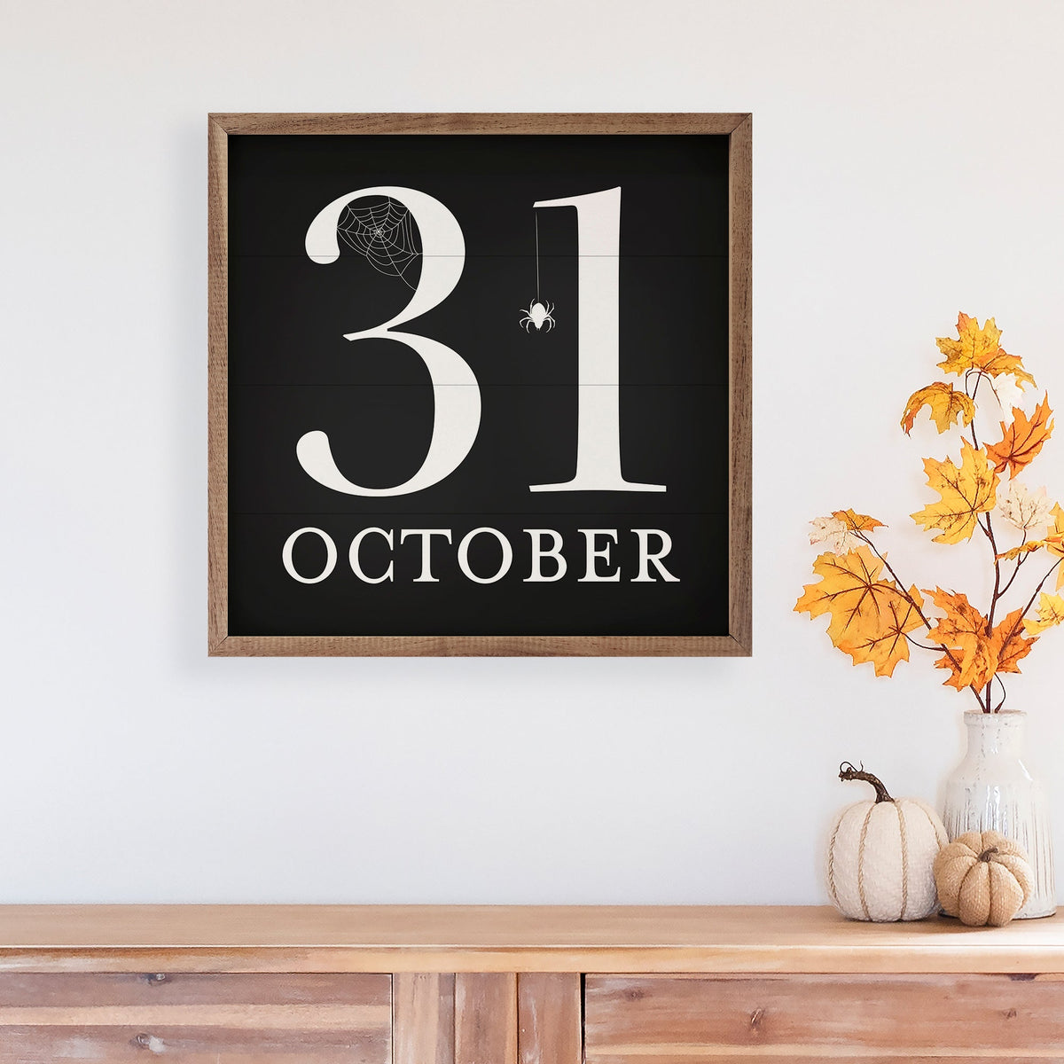 October 31st Web Black Printed and Framed Wall Sign
