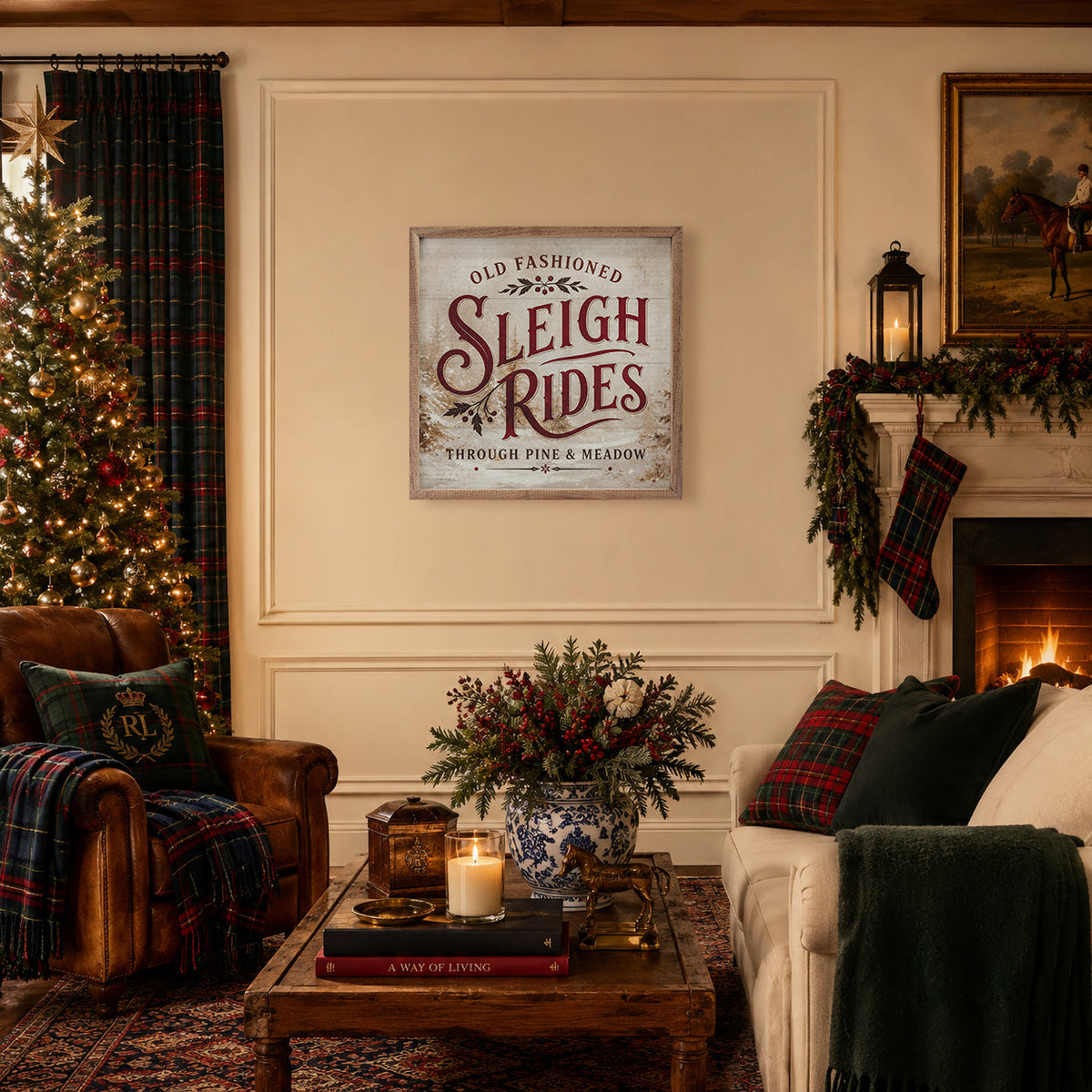 Old Fashioned Sleigh Rides Printed and Framed Wall Sign