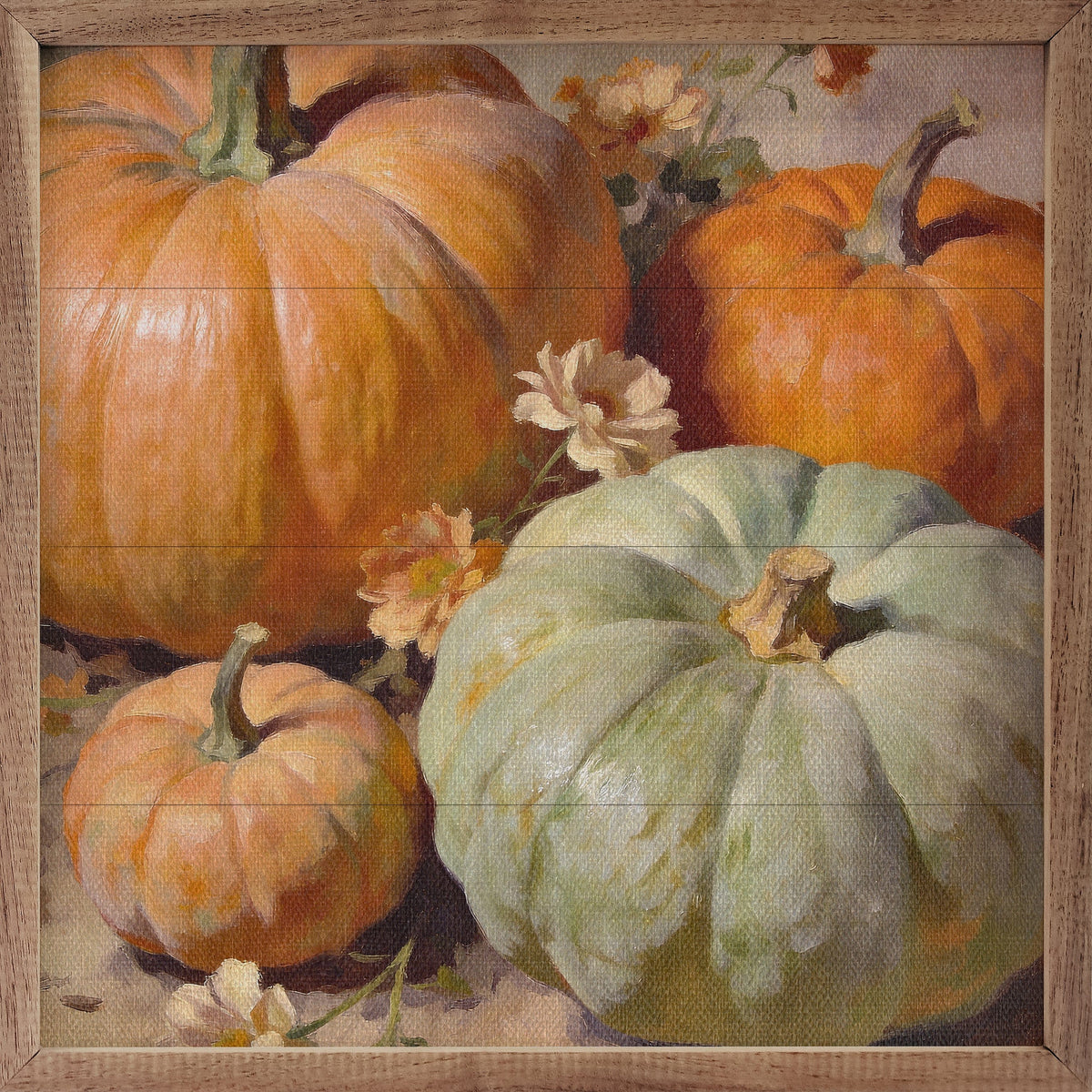 Pastel Pumpkin Arrangement Printed and Framed Wall Sign
