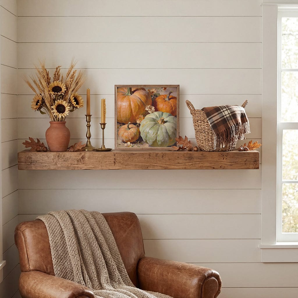 Pastel Pumpkin Arrangement Printed and Framed Wall Sign