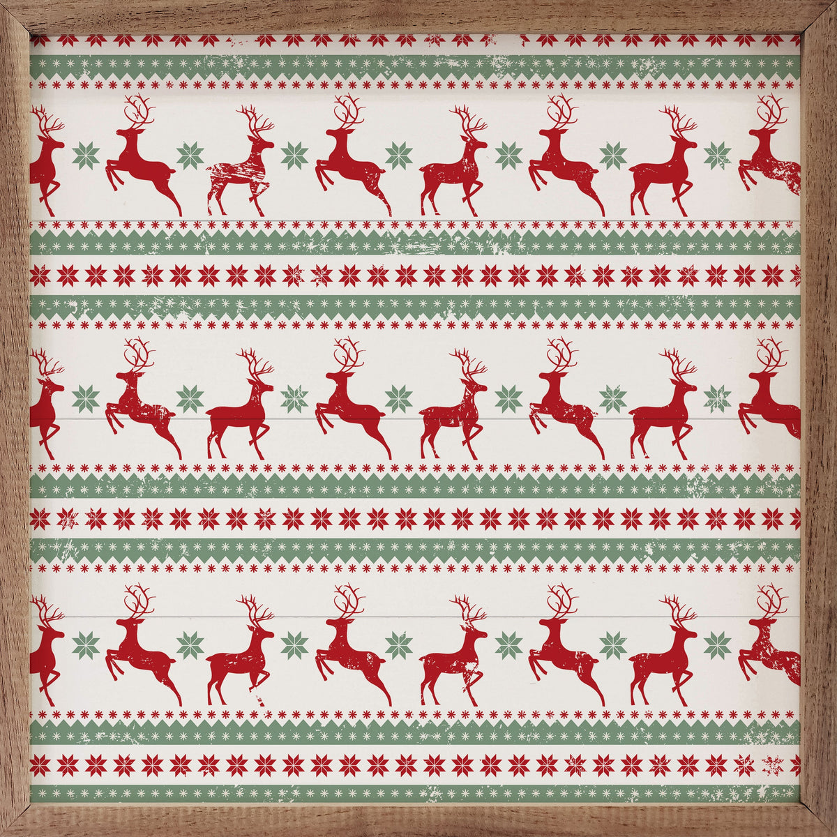 Pattern Christmas Reindeer Printed and Framed Wall Sign