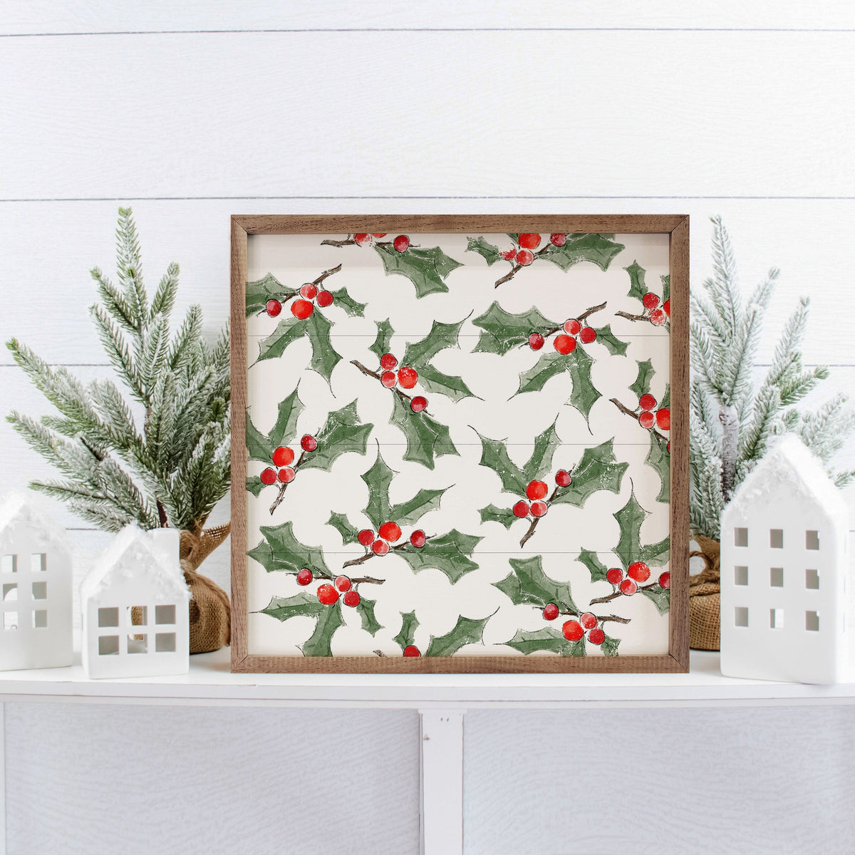 Pattern Mistletoe Printed and Framed Wall Sign