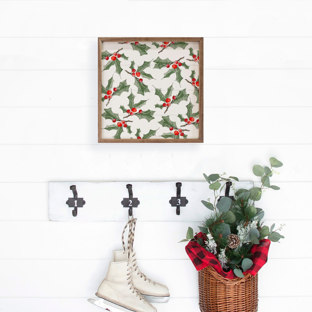 Pattern Mistletoe Printed and Framed Wall Sign