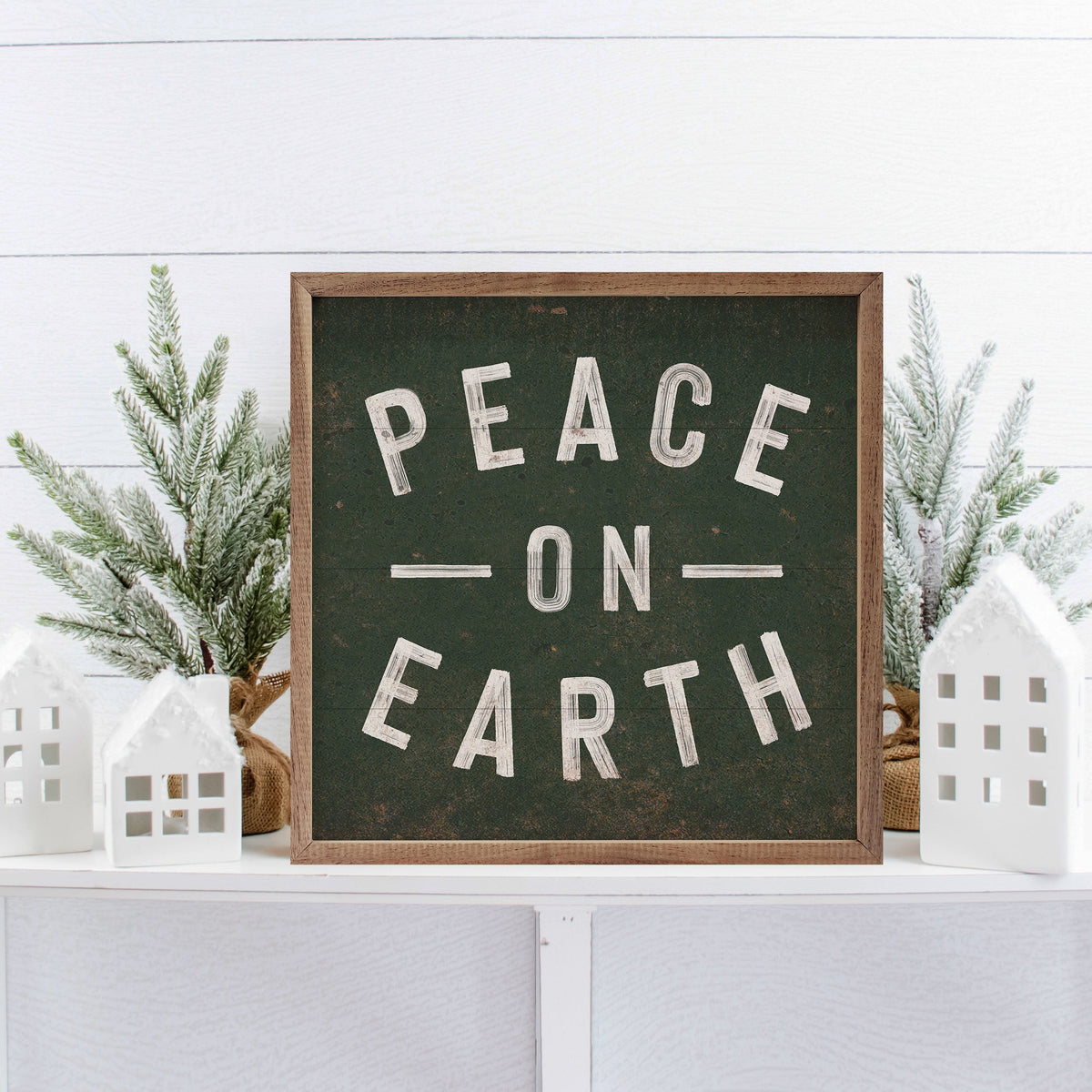 Peace On Earth Lines Printed and Framed Wall Sign
