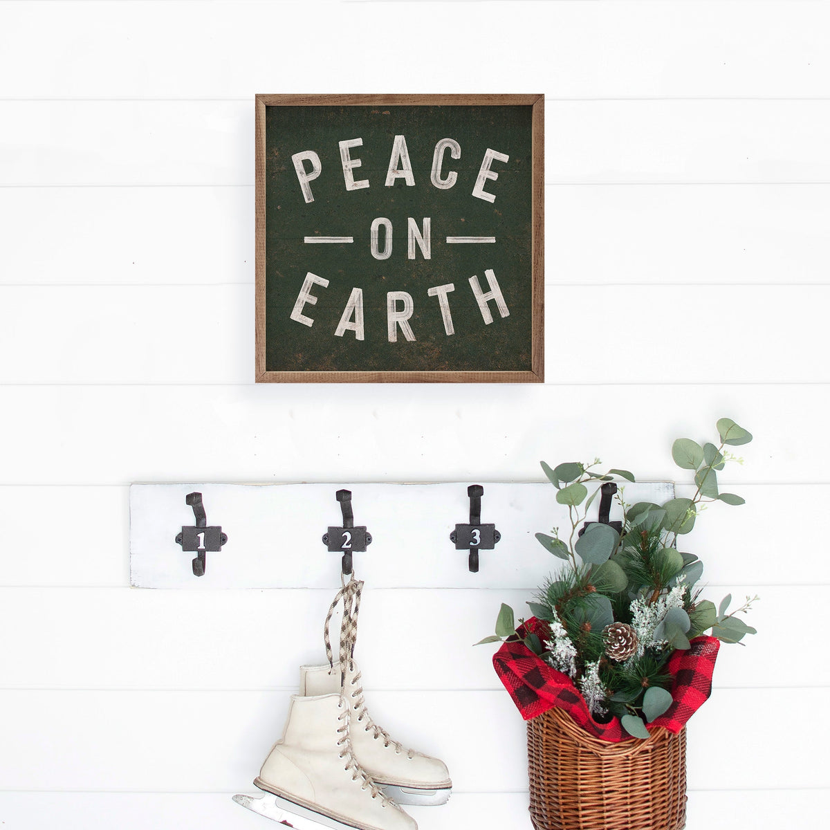 Peace On Earth Lines Printed and Framed Wall Sign