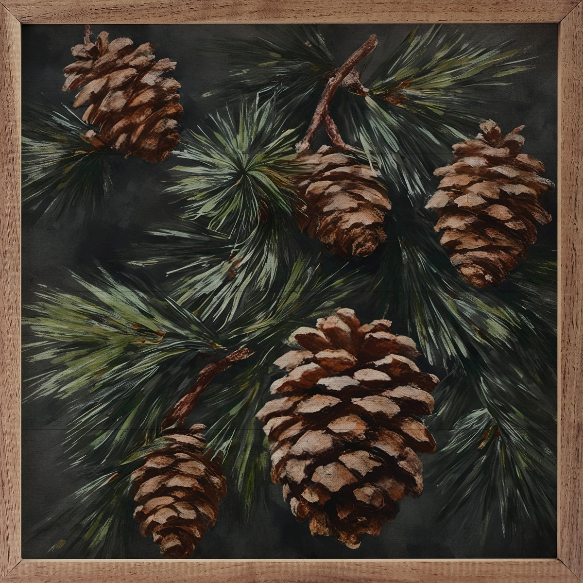 Pinecone Branch Printed and Framed Wall Sign