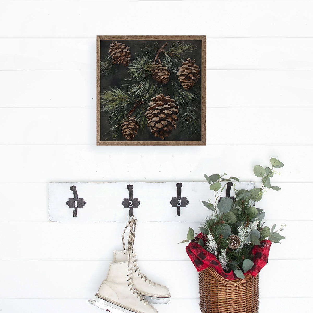 Pinecone Branch Printed and Framed Wall Sign