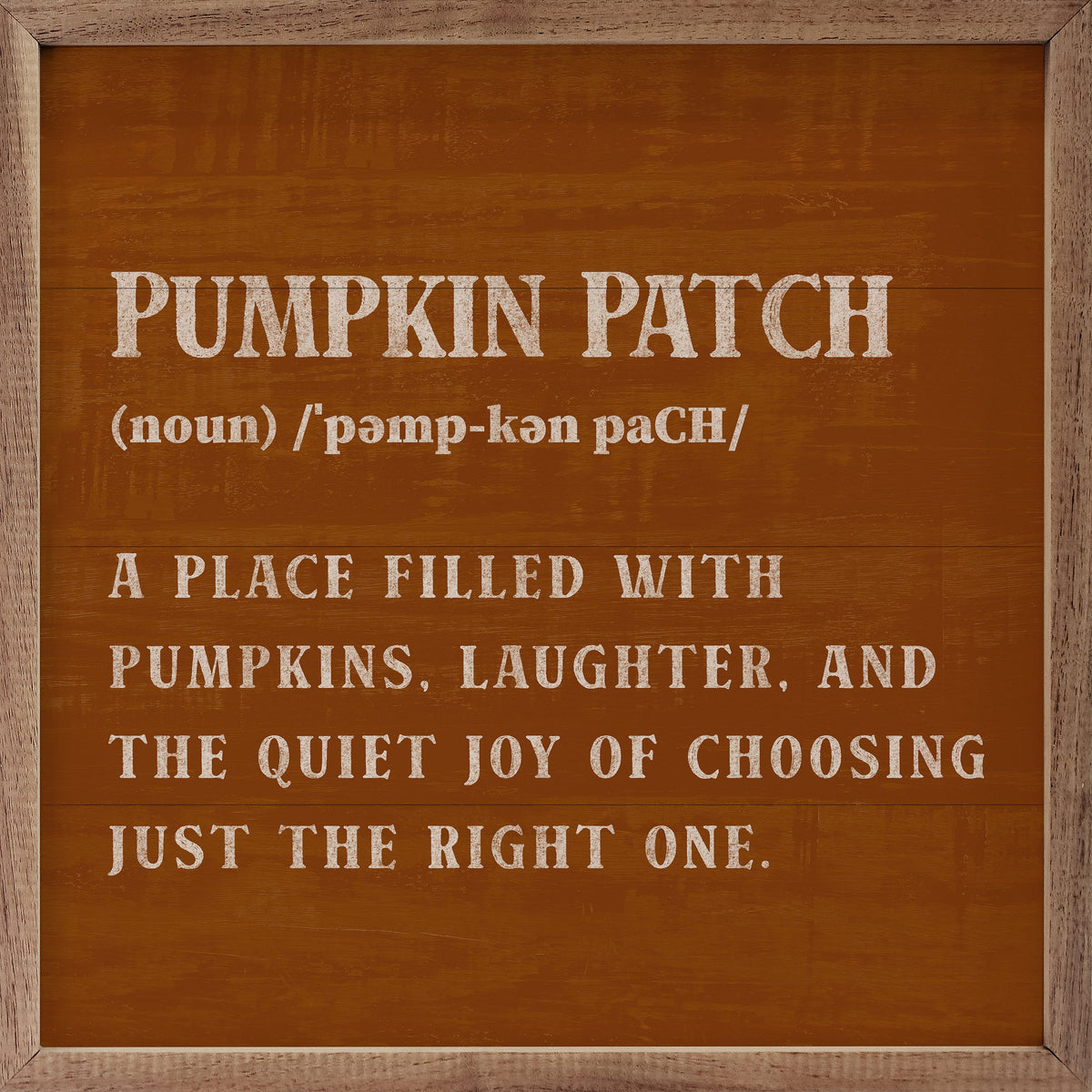 Pumpkin Patch Definition Printed and Framed Wall Sign