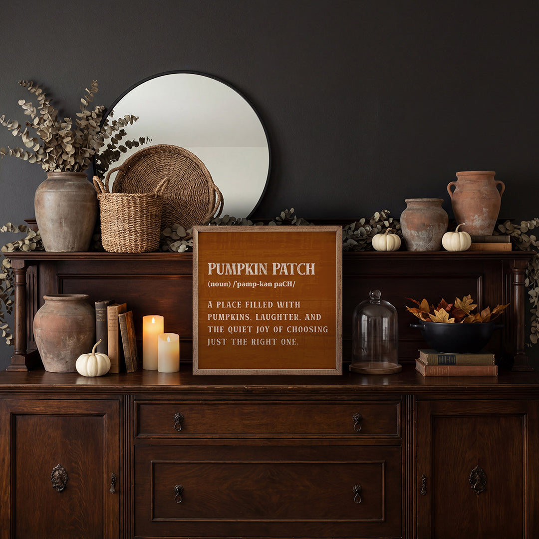 Pumpkin Patch Definition Printed and Framed Wall Sign
