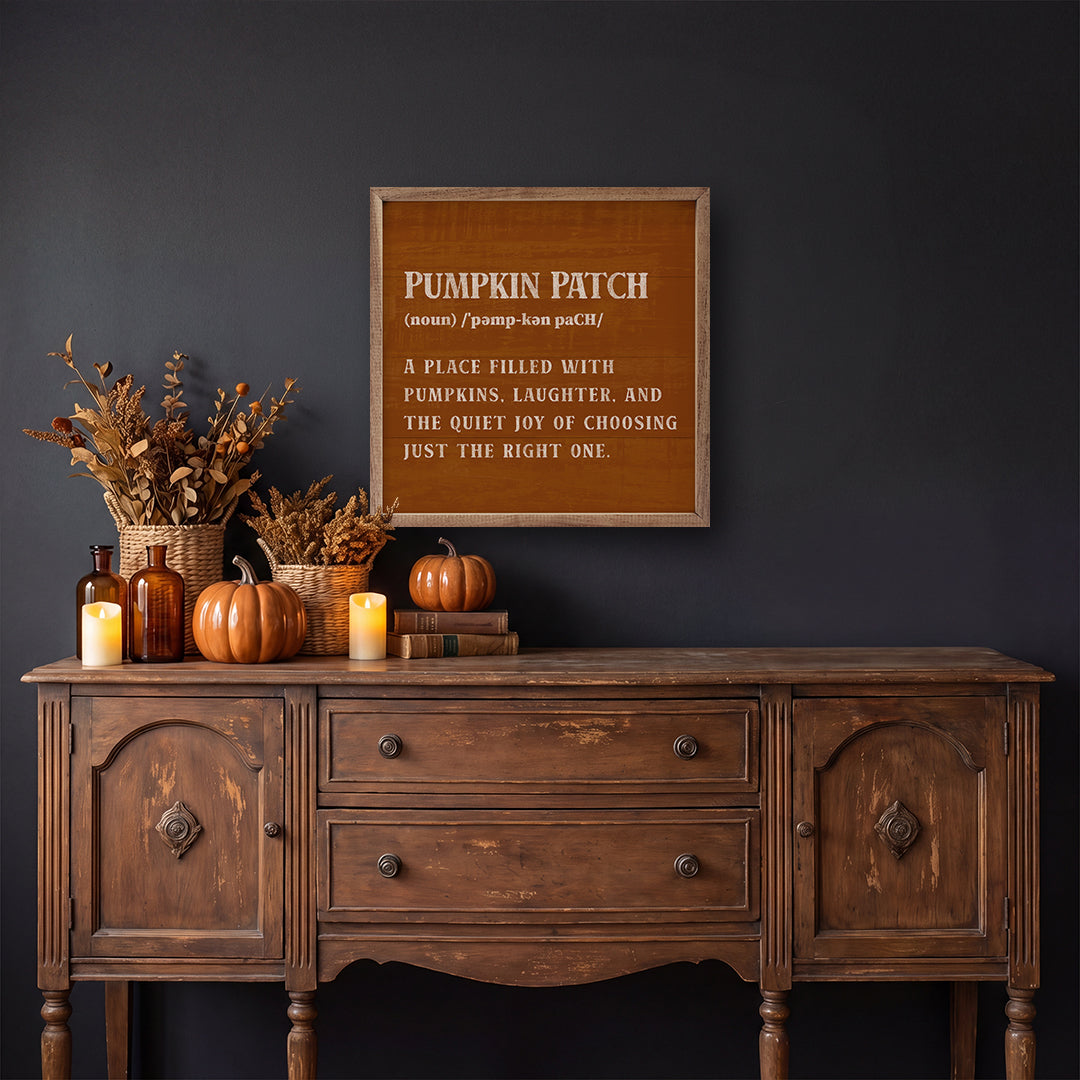 Pumpkin Patch Definition Printed and Framed Wall Sign