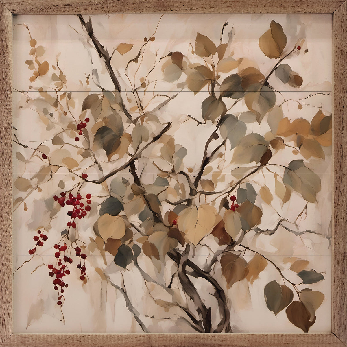 Red Berries On Branch Printed and Framed Wall Sign