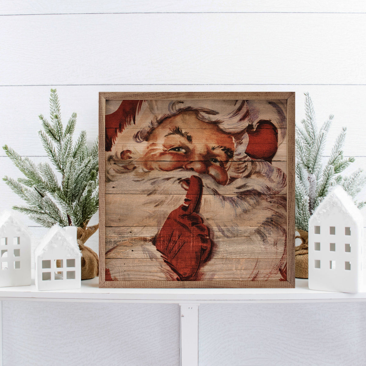 Santa Claus Shhh Printed and Framed Wall Sign