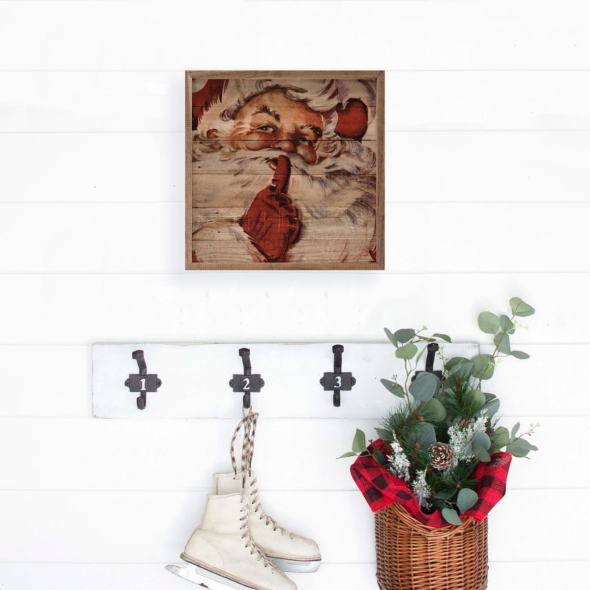 Santa Claus Shhh Printed and Framed Wall Sign