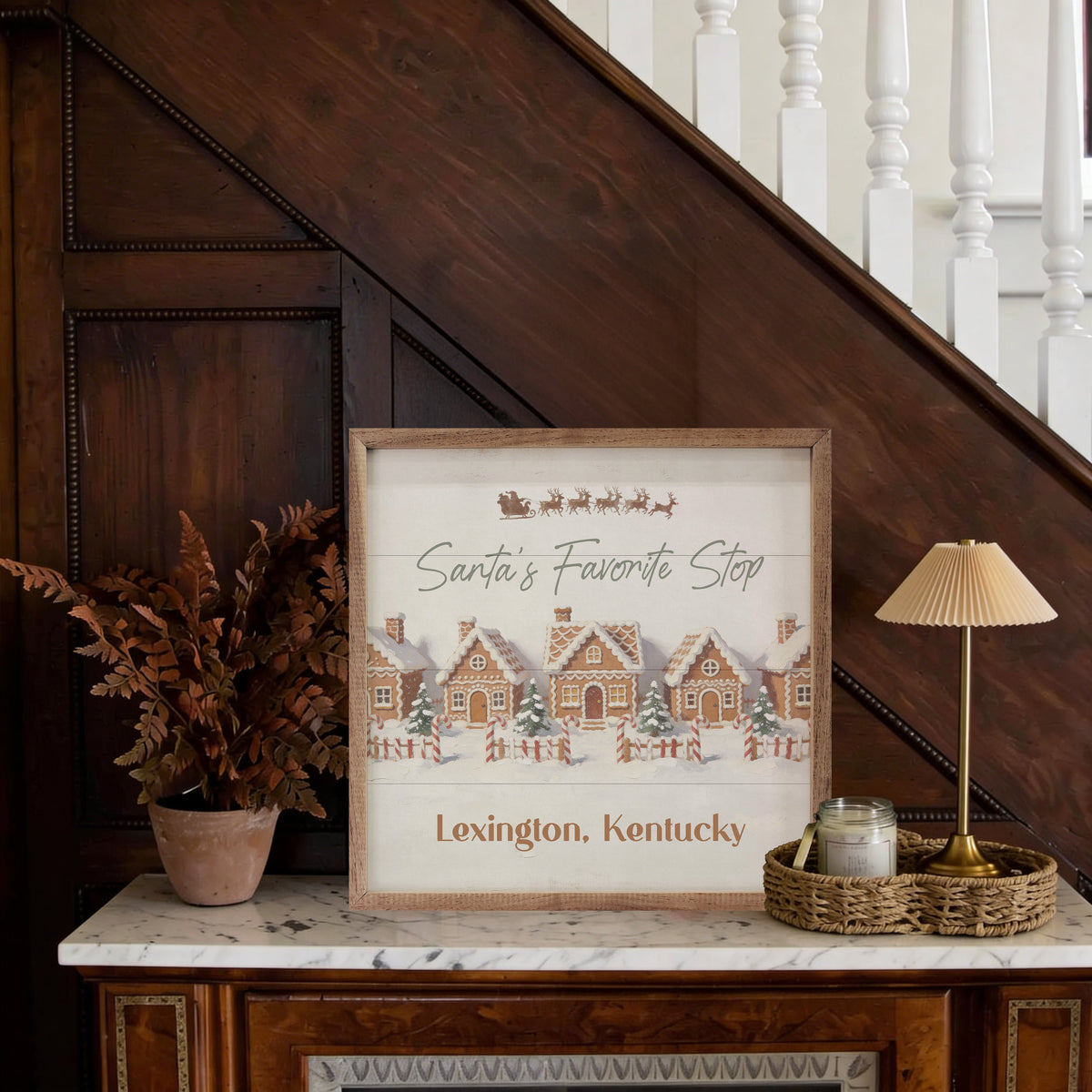 Santa's Favorite Stop Personalized Printed and Framed Wall Sign