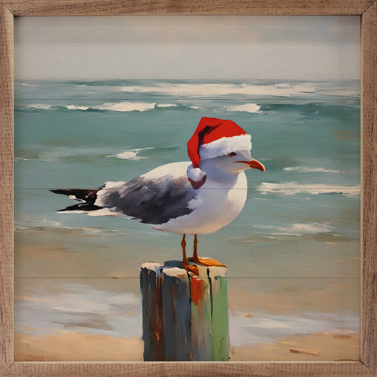 Seagull In Hat Printed and Framed Wall Sign