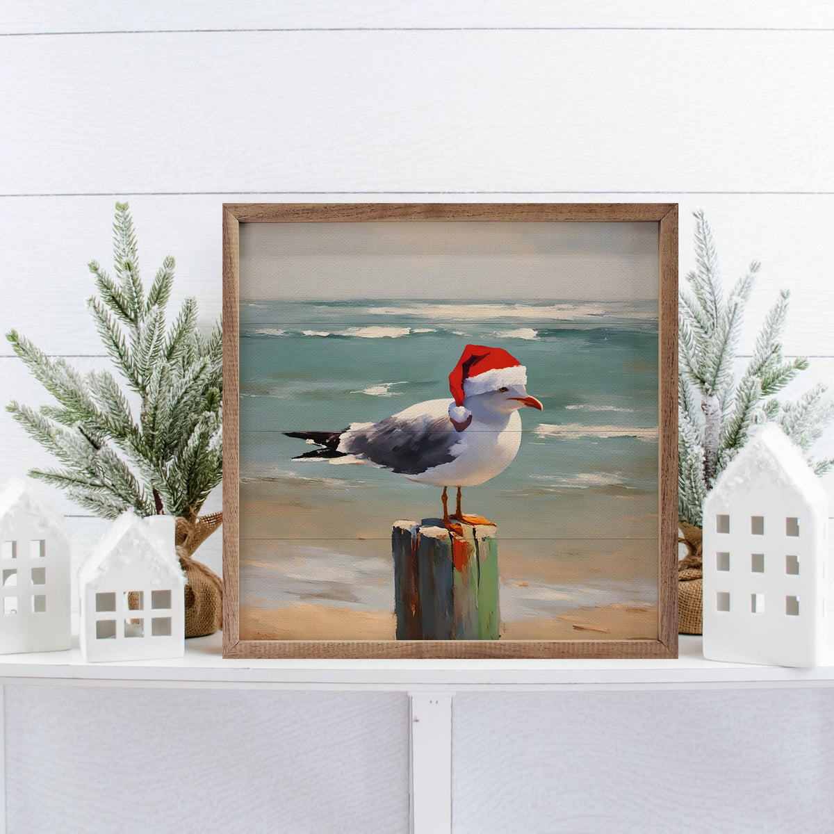 Seagull In Hat Printed and Framed Wall Sign