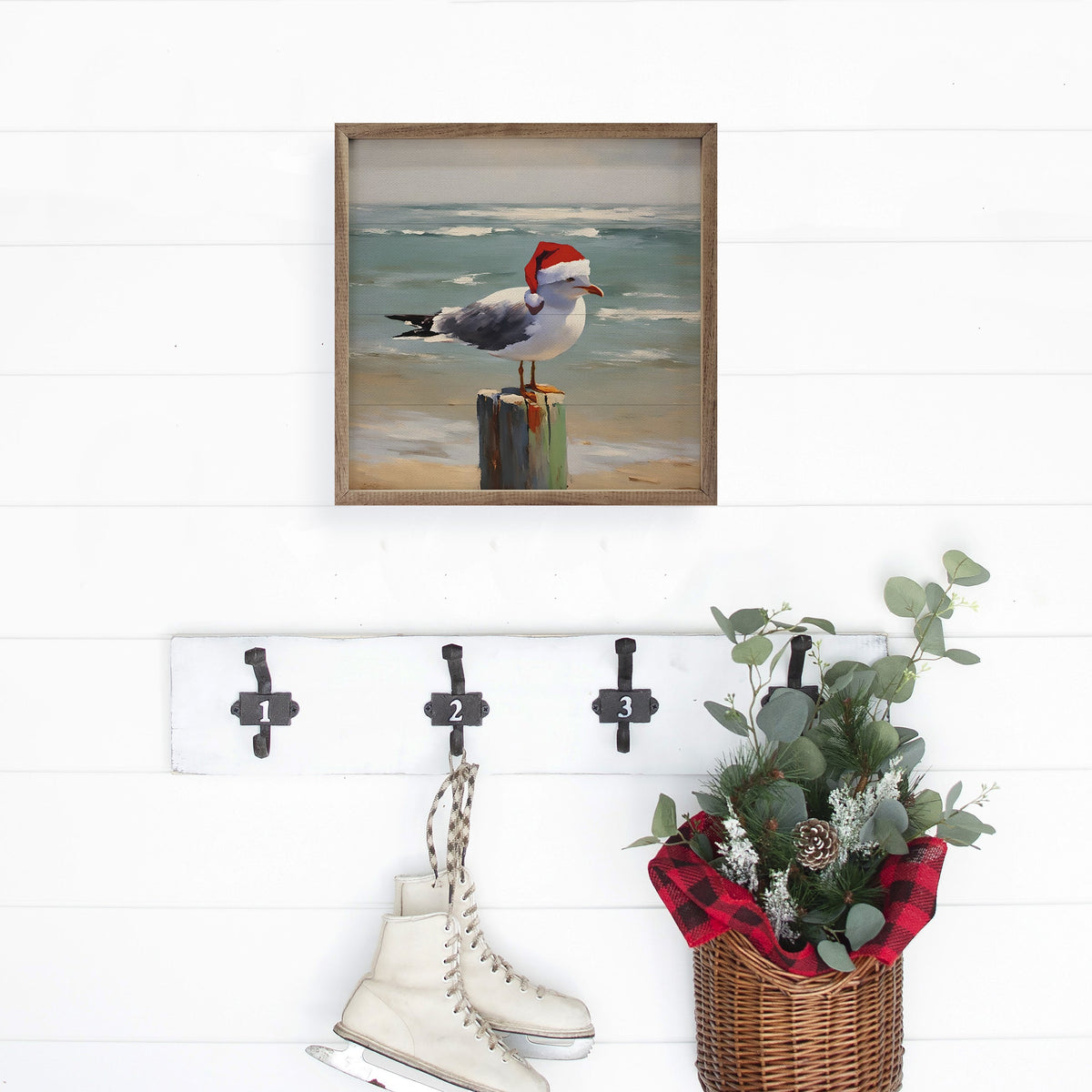 Seagull In Hat Printed and Framed Wall Sign