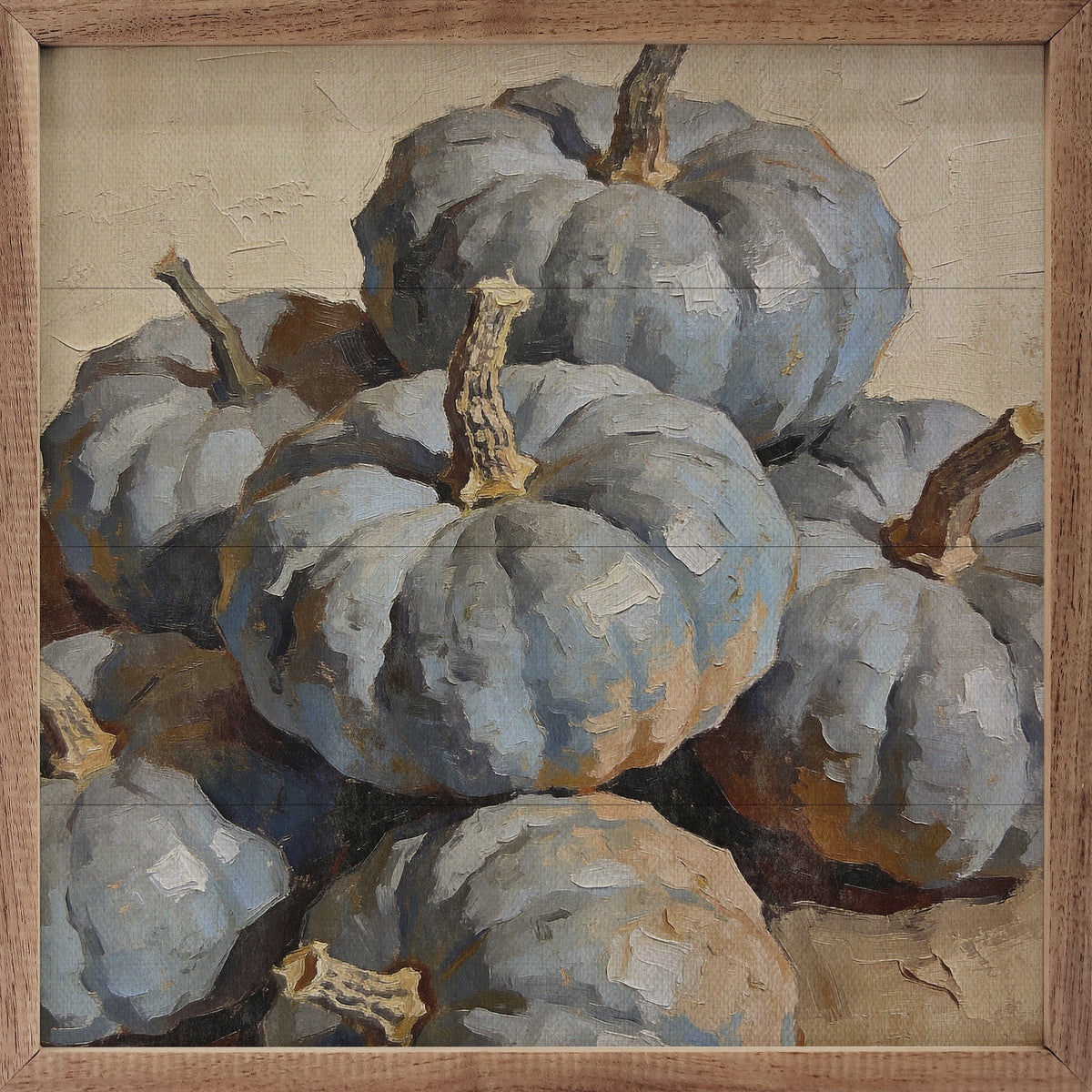 Small Blue Pumpkins Printed and Framed Wall Sign