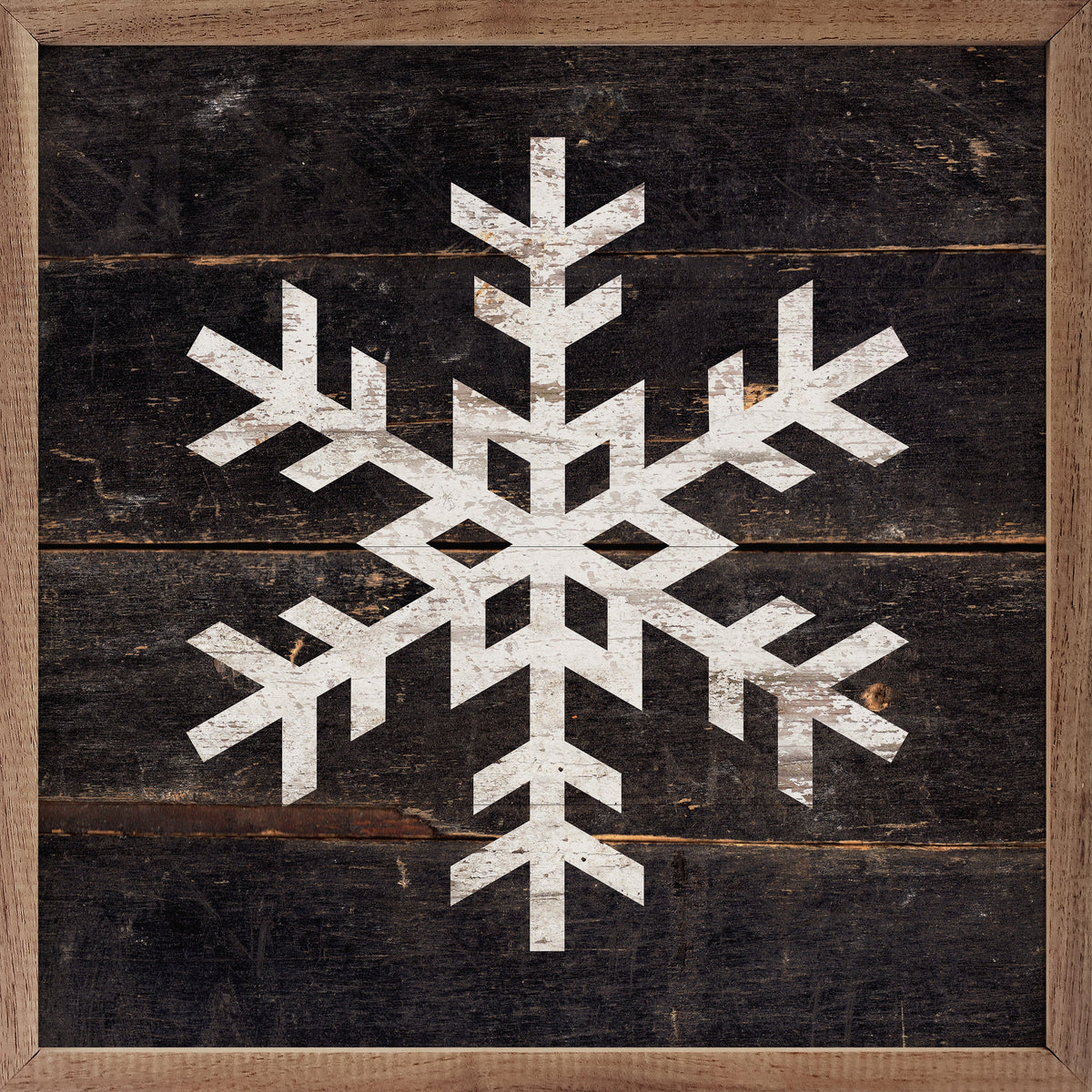 Snowflake Black Printed and Framed Wall Sign