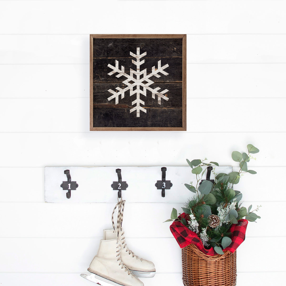 Snowflake Black Printed and Framed Wall Sign