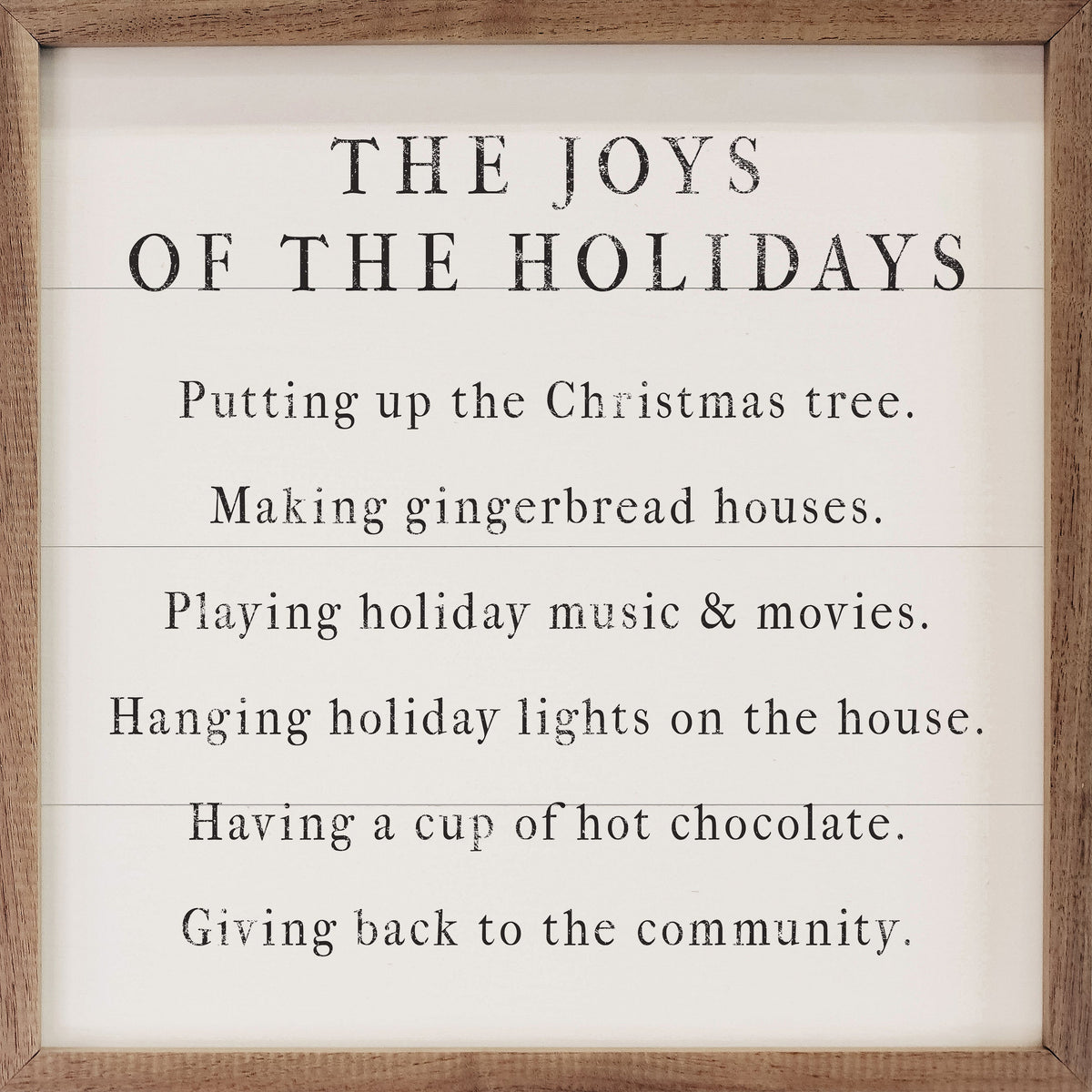 The Joys Of The Holidays White Printed and Framed Wall Sign