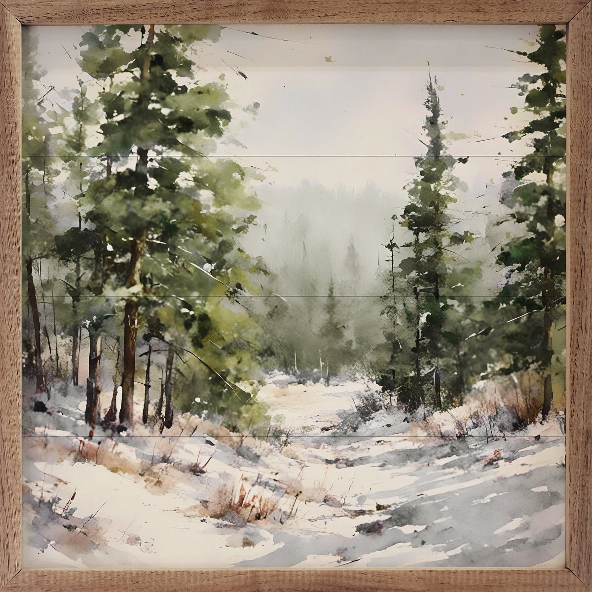 Timber Snowy Path Printed and Framed Wall Sign