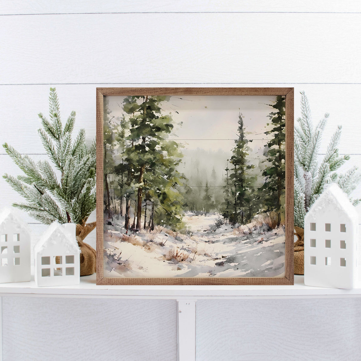 Timber Snowy Path Printed and Framed Wall Sign